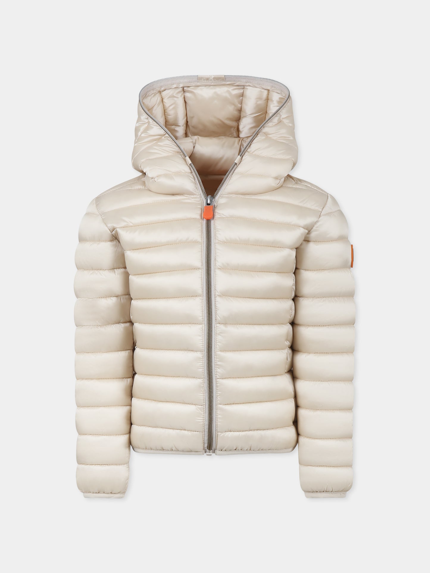 Piumino Iris beige per bambina con logo,Save The Duck Kids,J32310G IRIS19 40034