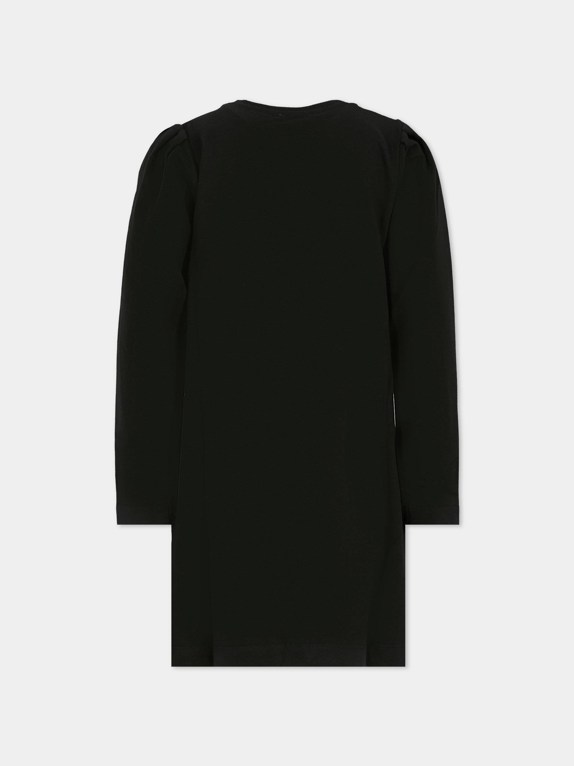 Vestito nero per bambina con Teddy Bear e cuore,Moschino Kids,HBV0FC LCA40 60100