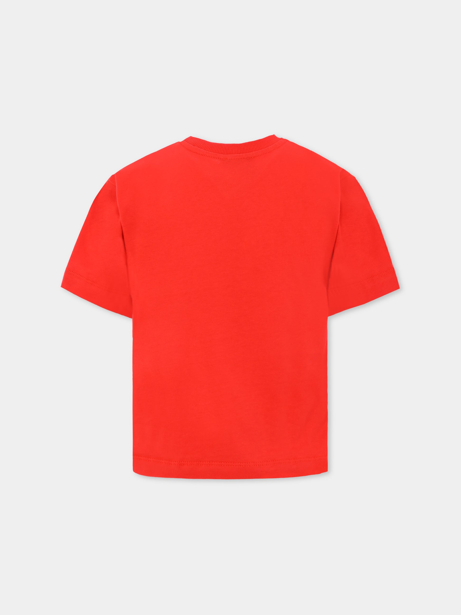 T-shirt rossa per bambini con Teddy Bear,Moschino Kids,HMM05G LAA10 50109