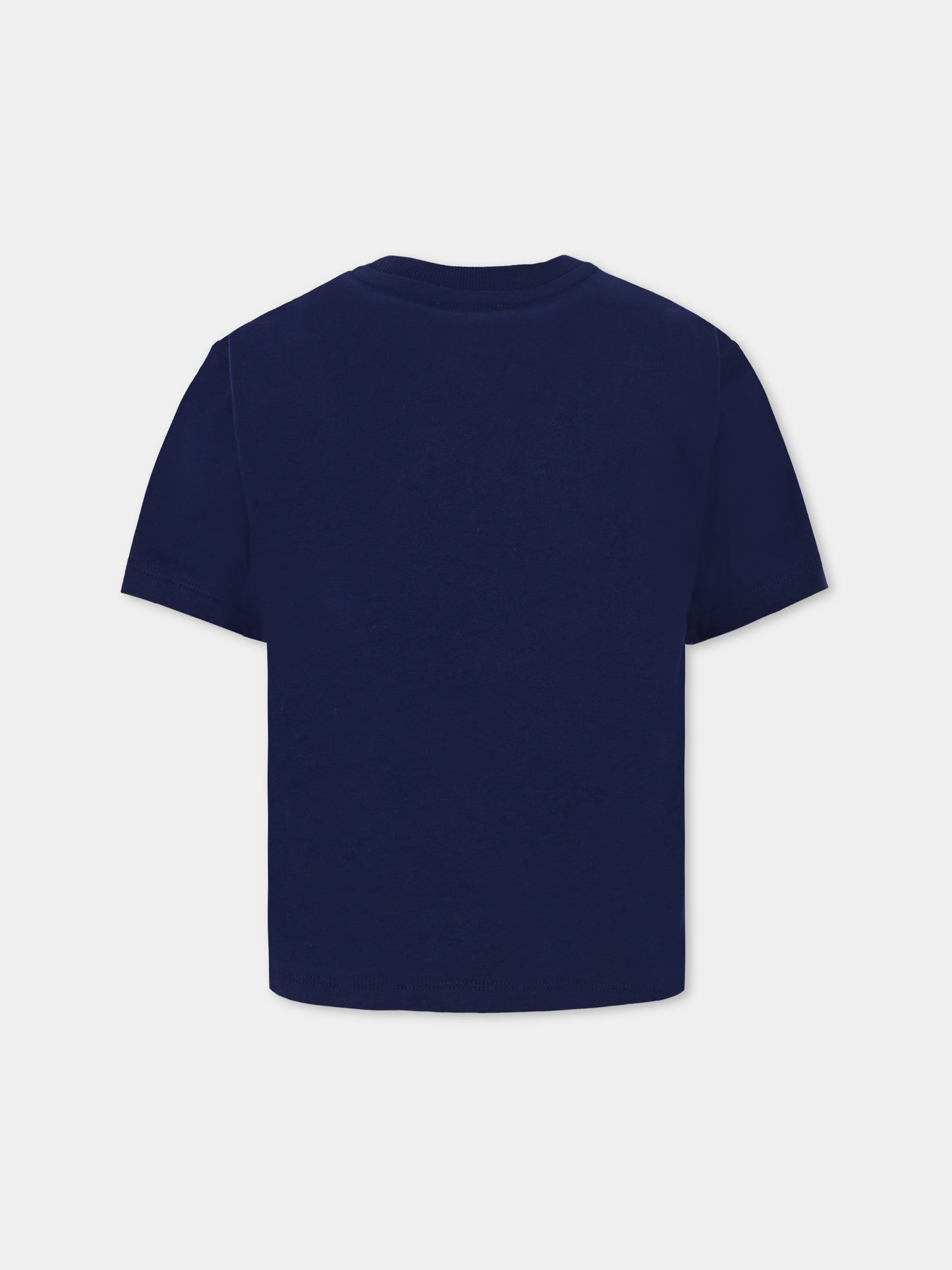 T-shirt blu per bambini con logo e Teddy Bear,Moschino Kids,HOM05G LAA10 40016