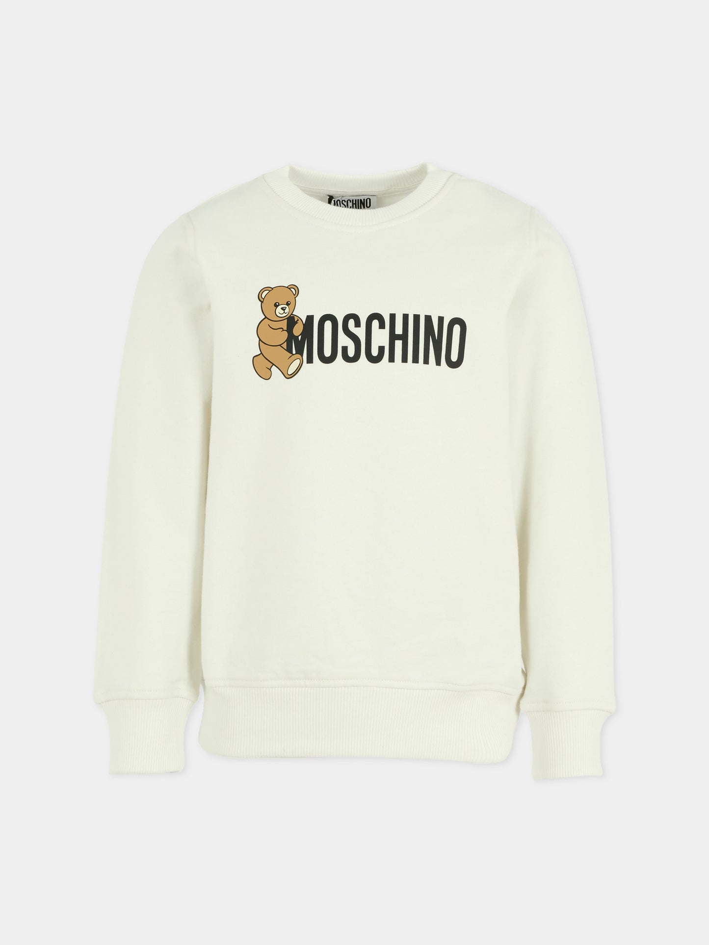 Felpa avorio per bambini con Teddy Bear,Moschino Kids,HPF08V LCA83 10063