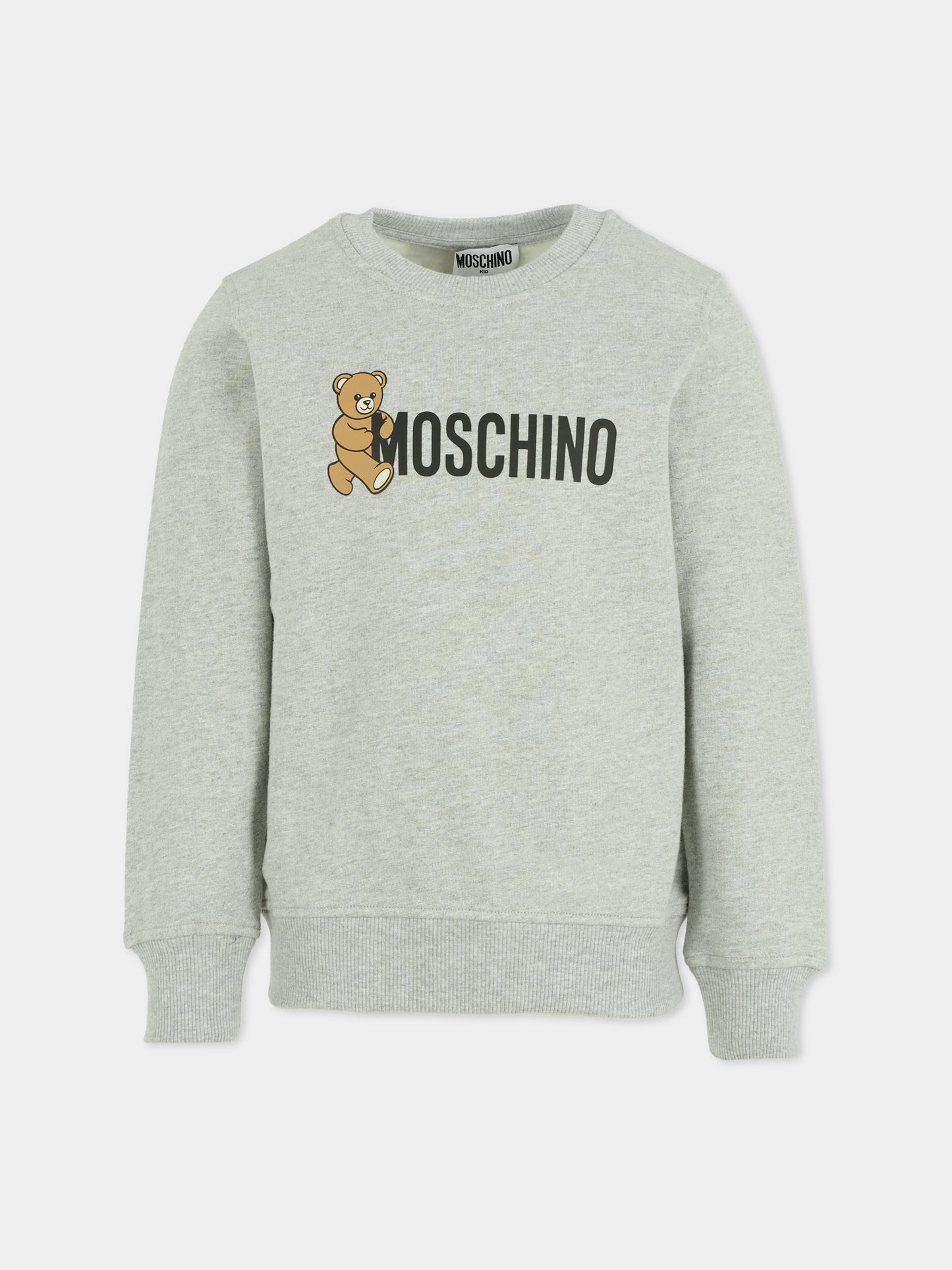 Felpa grigia per bambini con Teddy Bear,Moschino Kids,HPF08V LCA83 60901
