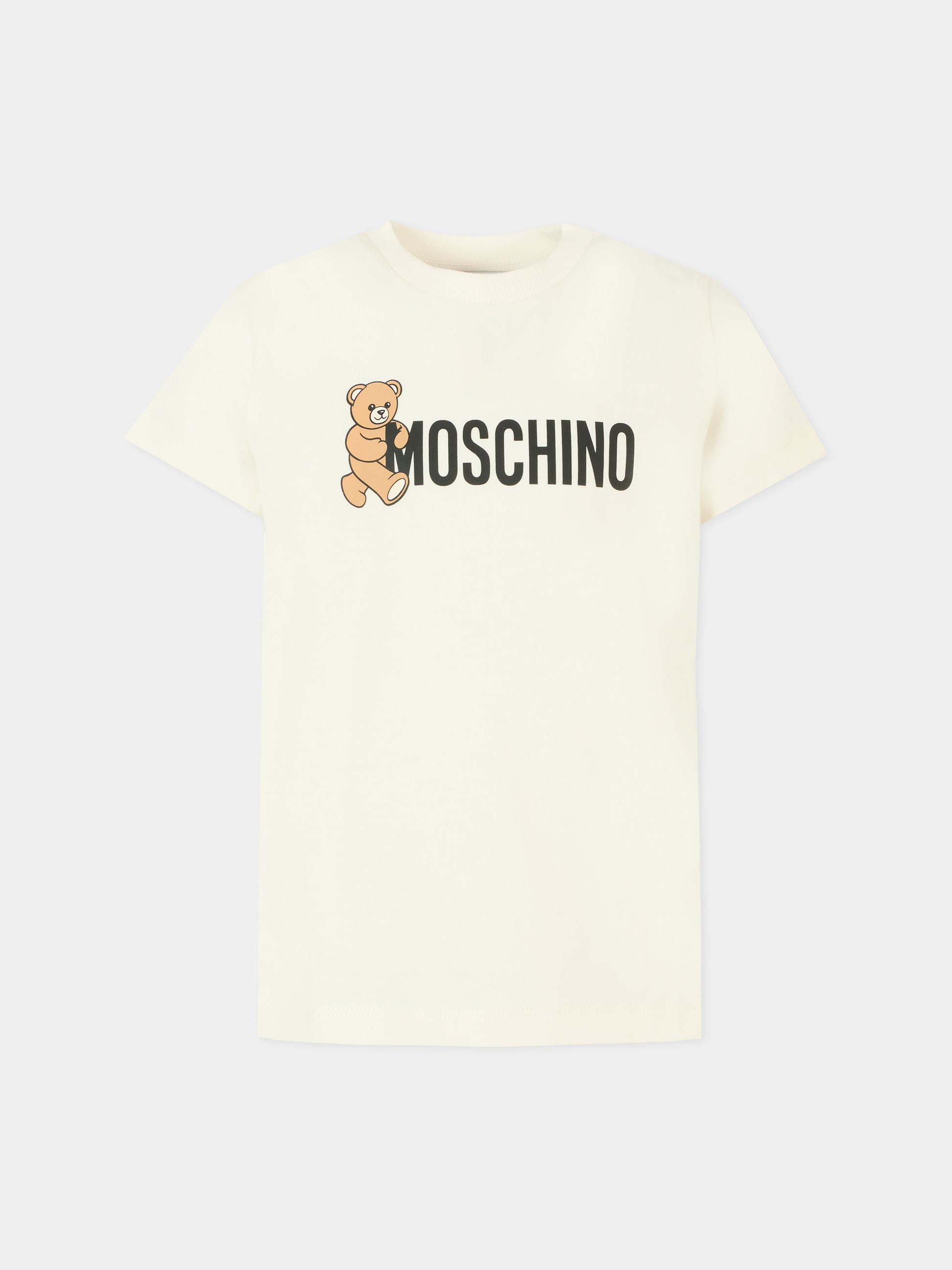 T-shirt avorio per bambini con Teddy Bear e logo,Moschino Kids,HPM058 LAA34 10063