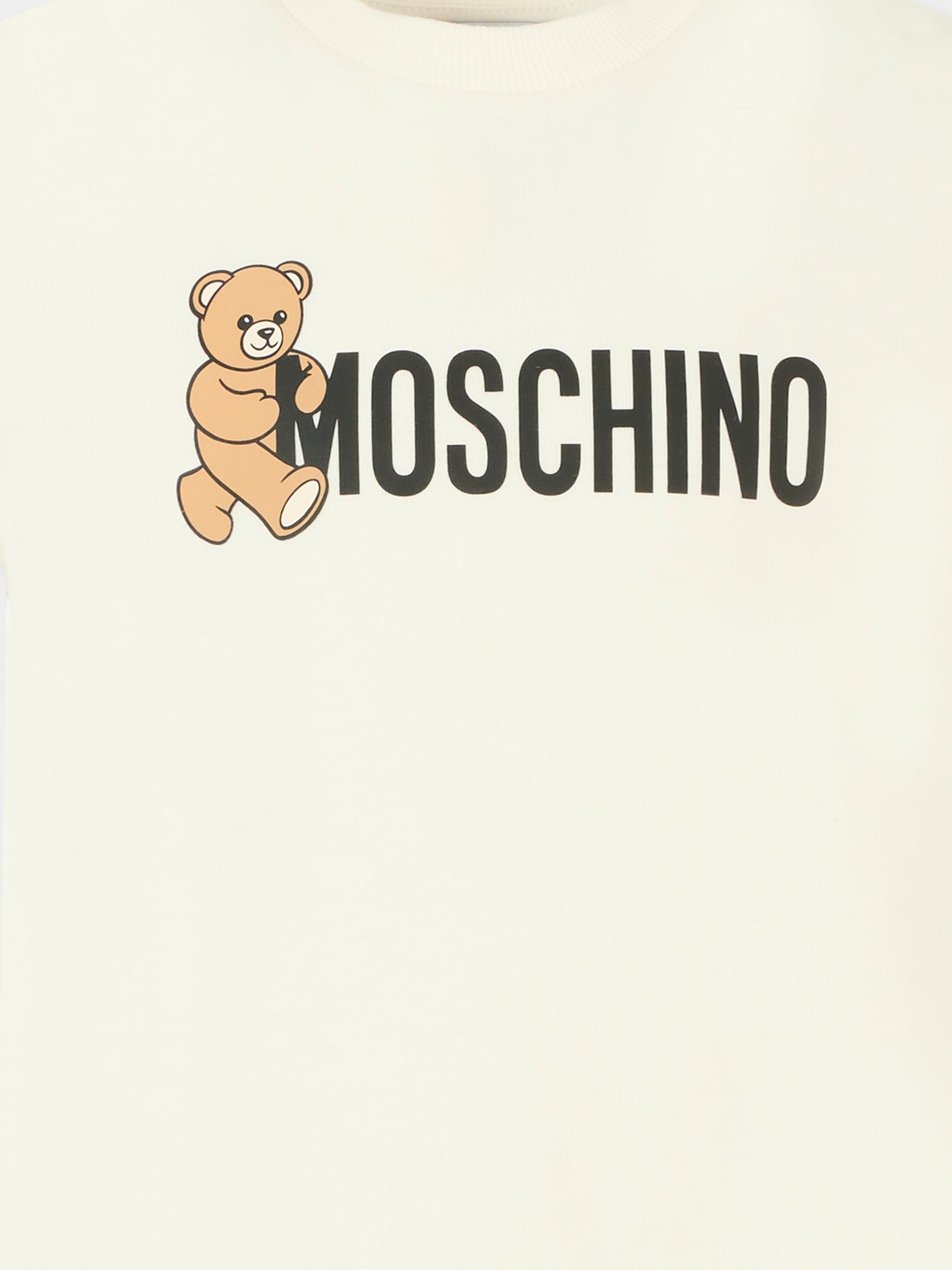 T-shirt avorio per bambini con Teddy Bear e logo,Moschino Kids,HPM058 LAA34 10063