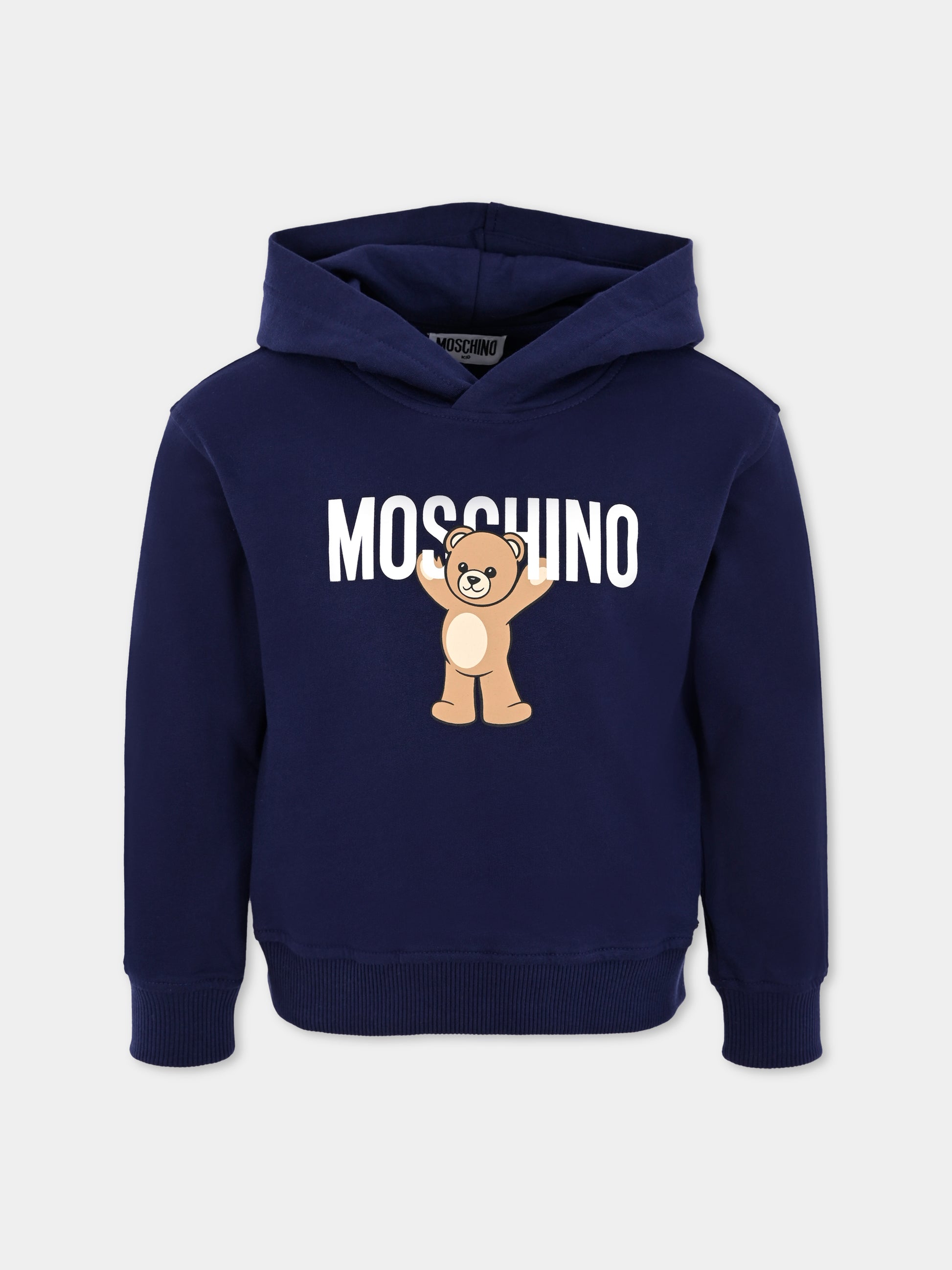 Felpa blu per bambini con Teddy Bear,Moschino Kids,HUF09F LCA40 40016