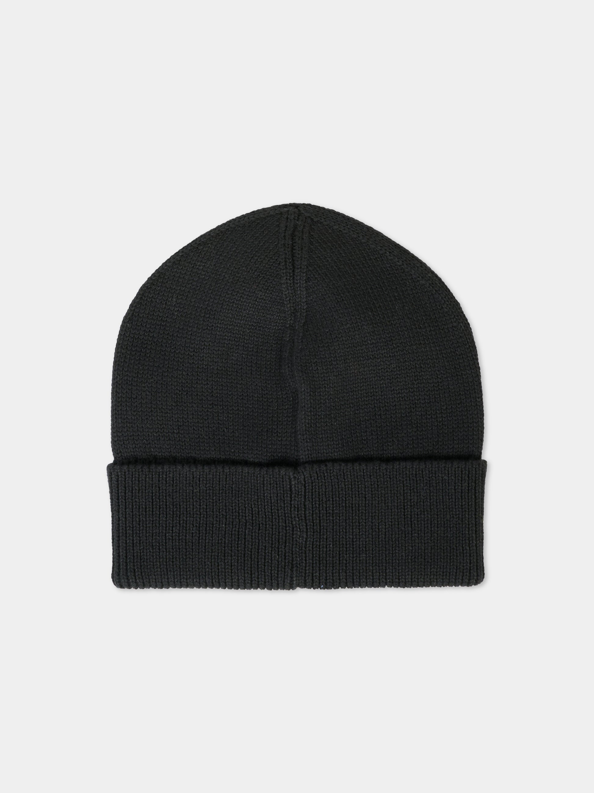 Berretto nero per bambini con logo bianco,Moschino Kids,HUX02P LHE66 60100