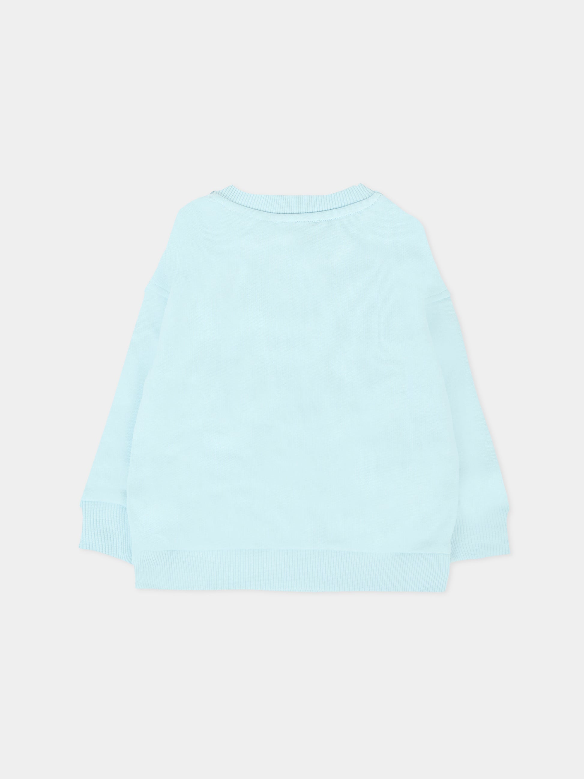 Felpa celeste per neonati con logo e Teddy Bear,Moschino Kids,M8F03Q LCA83 40304