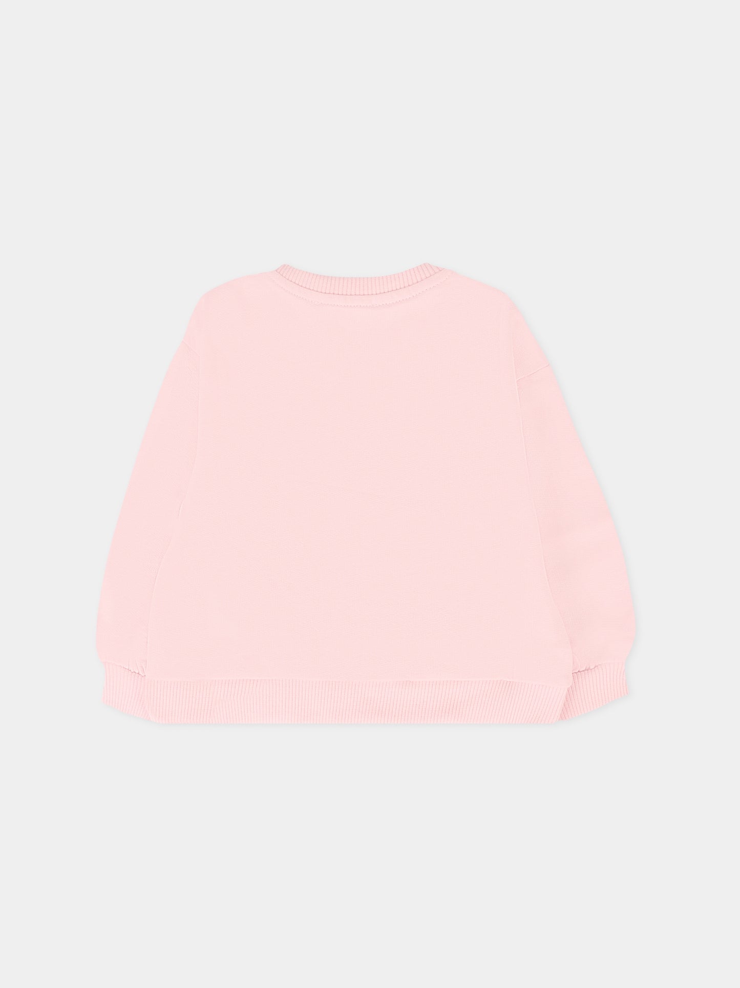 Felpa rosa per neonata con Teddy Bear e logo,Moschino Kids,MDF033 LCA40 50209