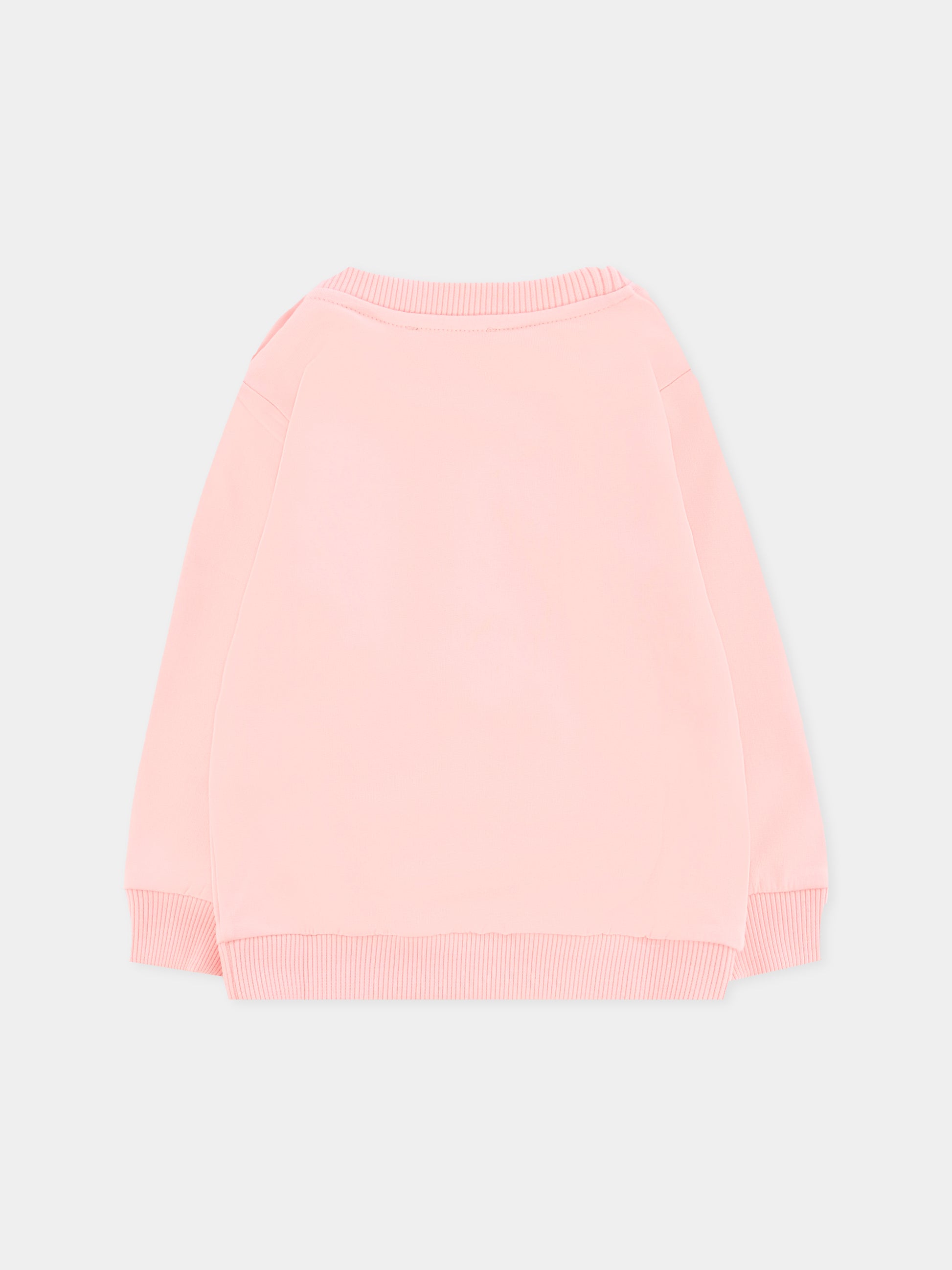 Felpa rosa per neonata con Teddy Bear e paillettes,Moschino Kids,MFF02K LDA16 50209