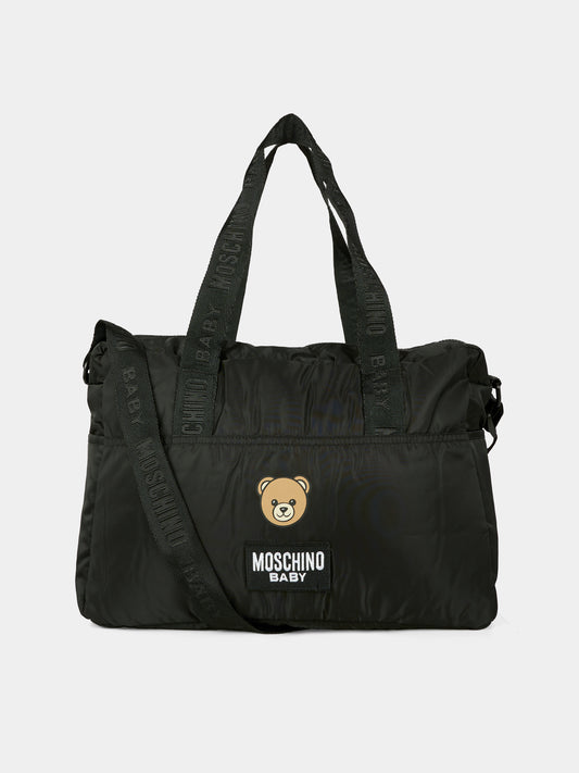 Borsa mamma nera per neonati con Teddy Bear,Moschino Kids,MMX04K L3A89 60100