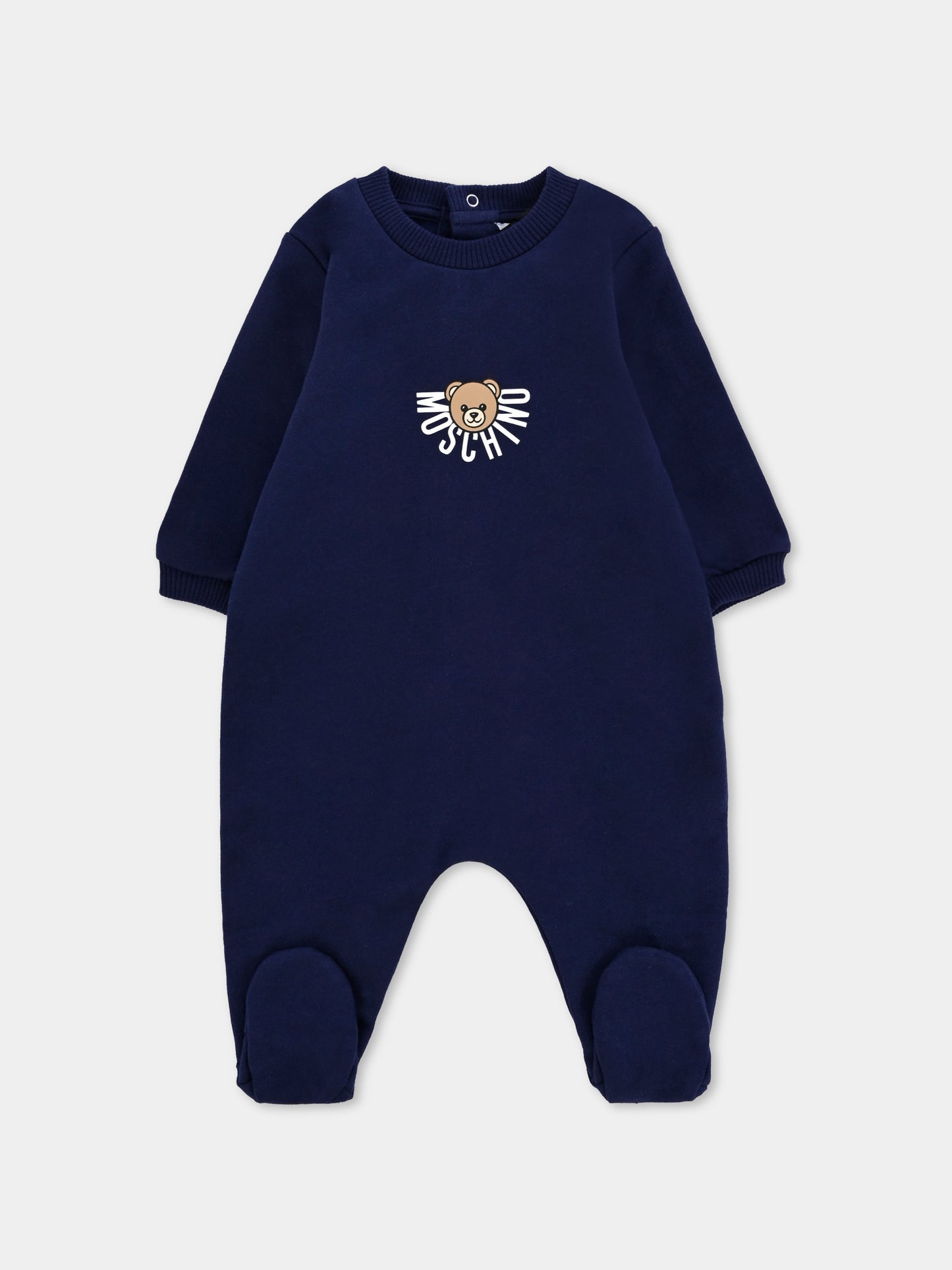 Tutina blu per neonato con Teddy Bear,Moschino Kids,MNY05L LCA40 40016