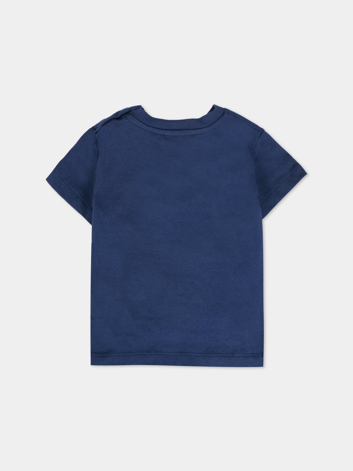 T-shirt blu per neonati con Teddy Bear e logo,Moschino Kids,MRM047 LAA34 40016