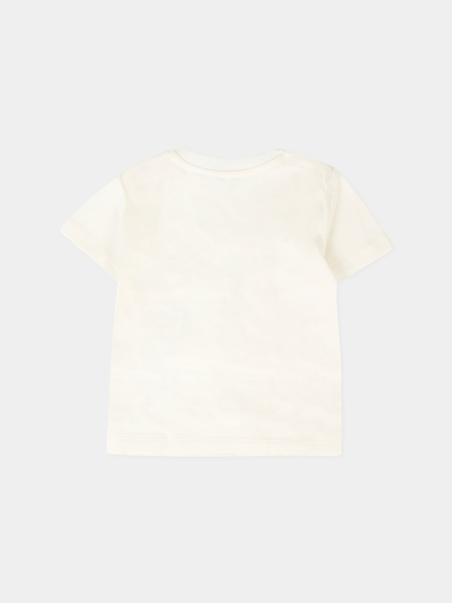 T-shirt avorio per neonati con Teddy Bear e logo,Moschino Kids,MSM047 LAA10 10063