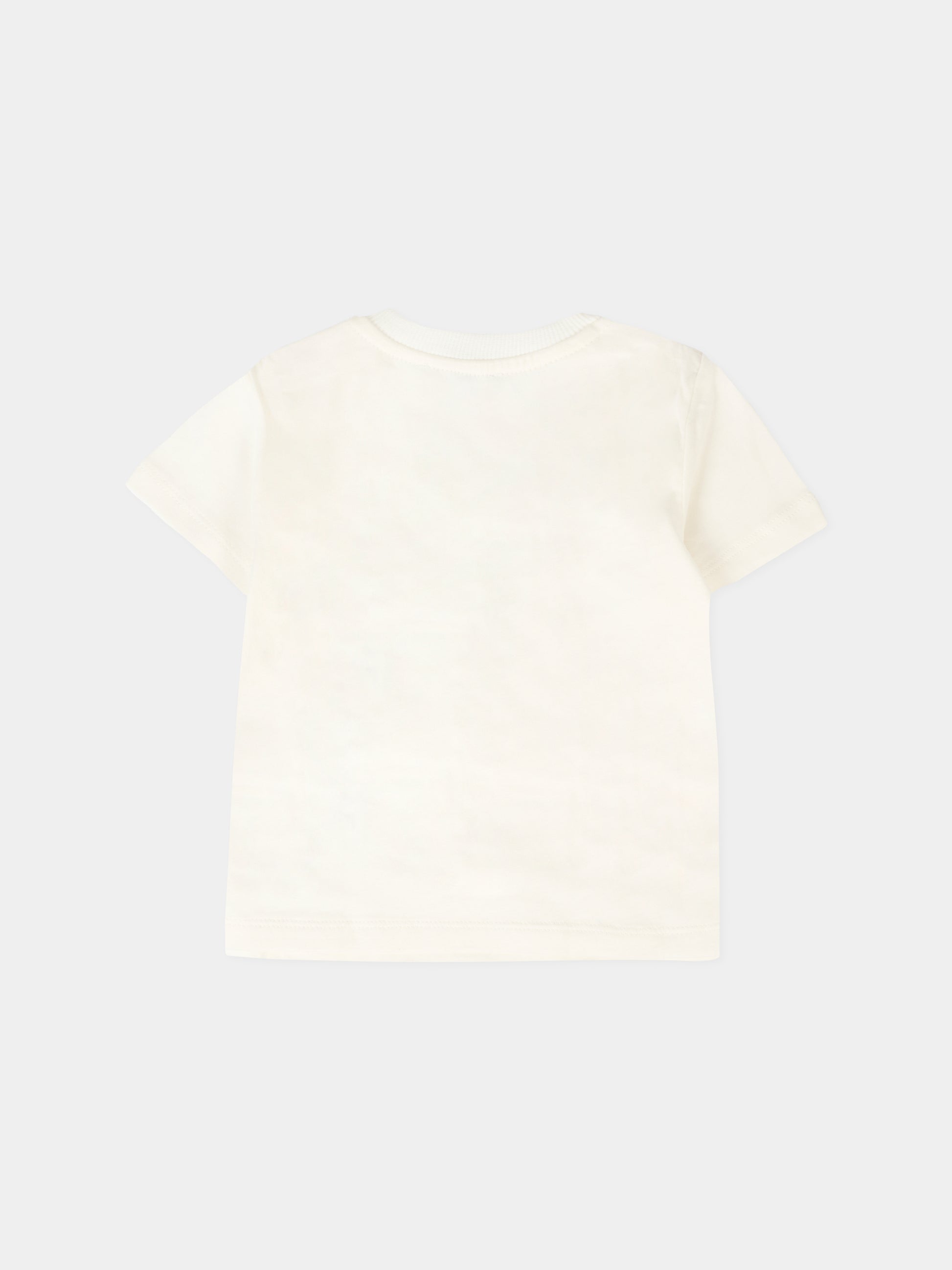 T-shirt avorio per neonati con Teddy Bear e logo,Moschino Kids,MSM047 LAA10 10063