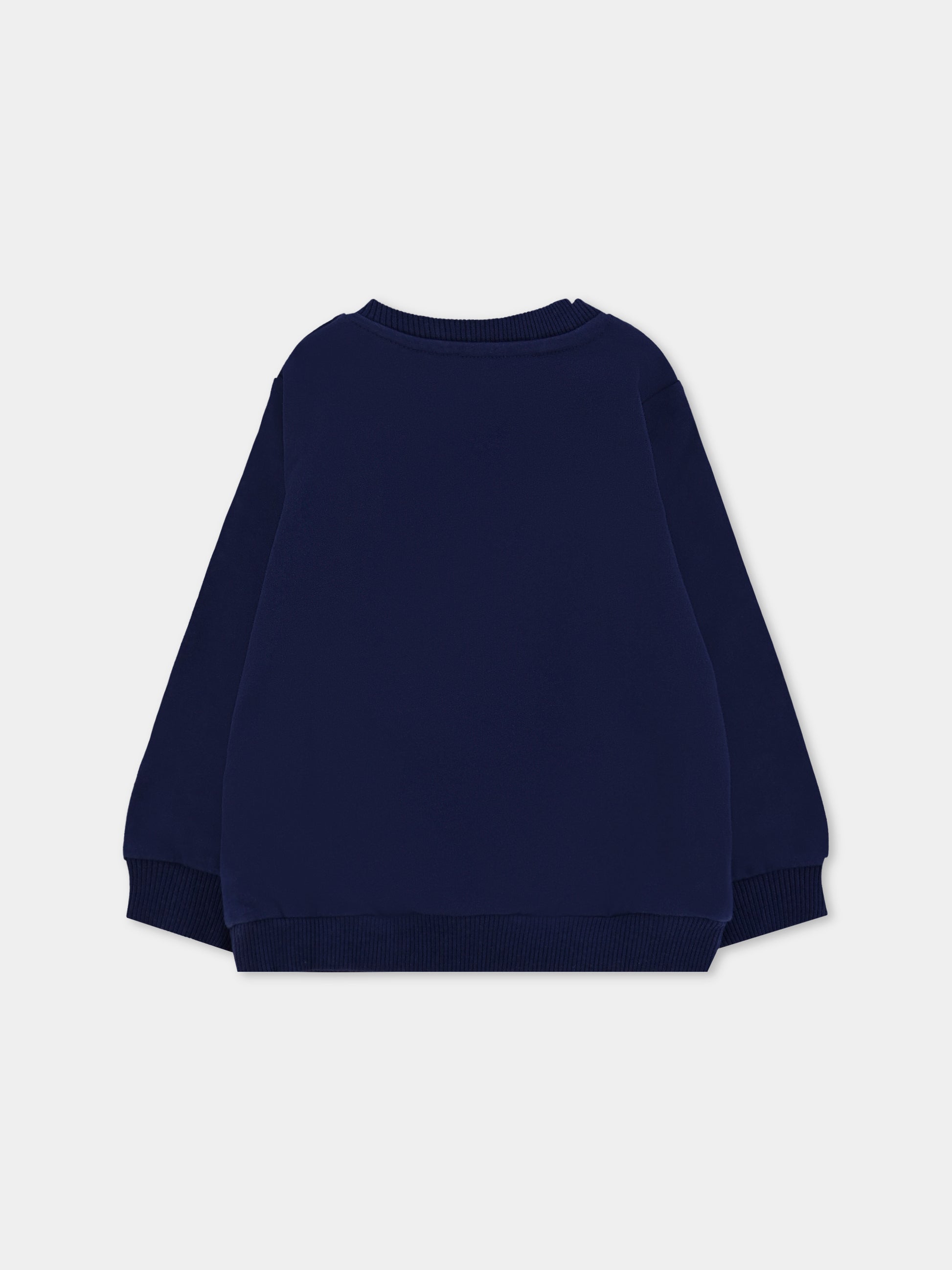 Felpa blu per neonati con logo e Teddy Bear,Moschino Kids,MUF063 LCA40 40016