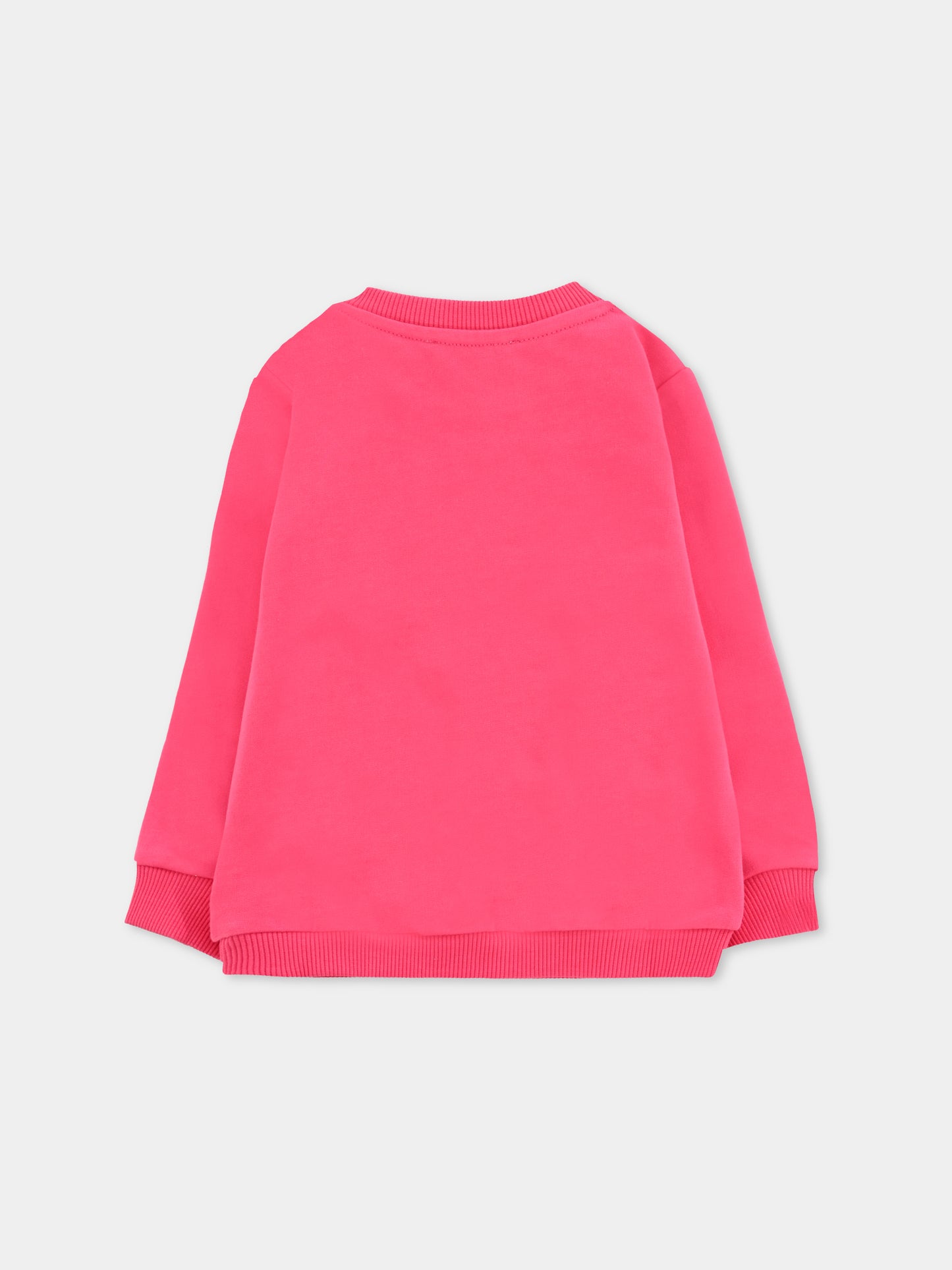 Felpa fucsia per neonata con logo e Teddy Bear,Moschino Kids,MUF063 LCA40 50541
