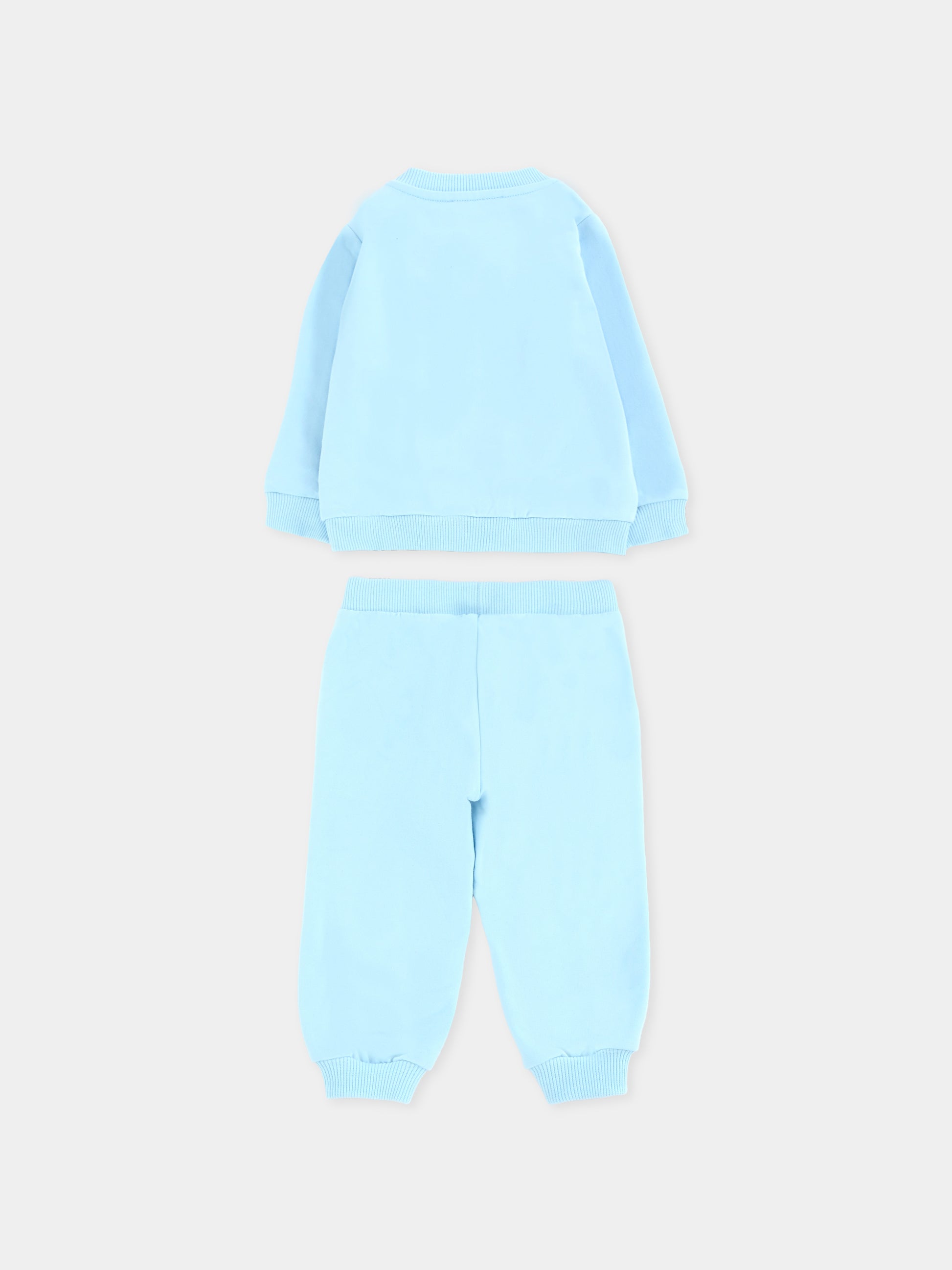 Completo celeste per neonato con logo e Teddy Bear,Moschino Kids,MUK05E LCA40 40304