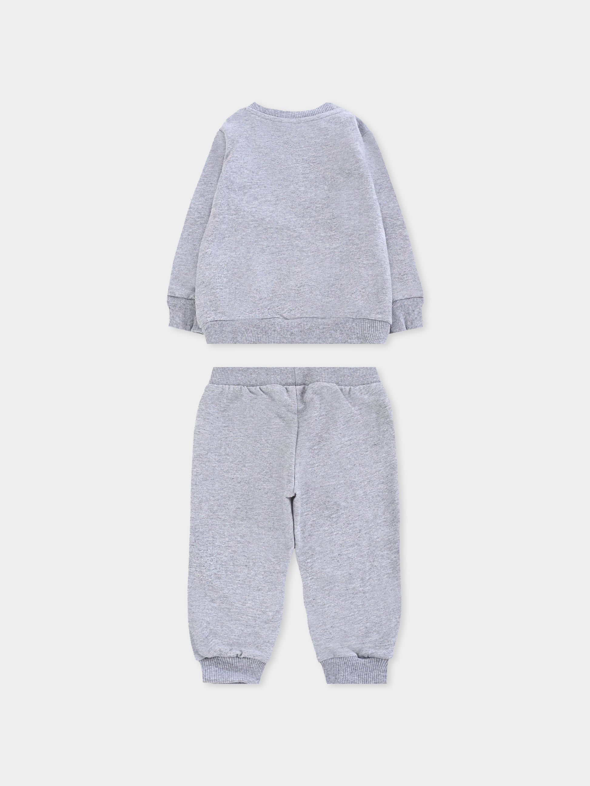 Completo grigio per neonati con logo e Teddy Bear,Moschino Kids,MUK05E LCA40 60901