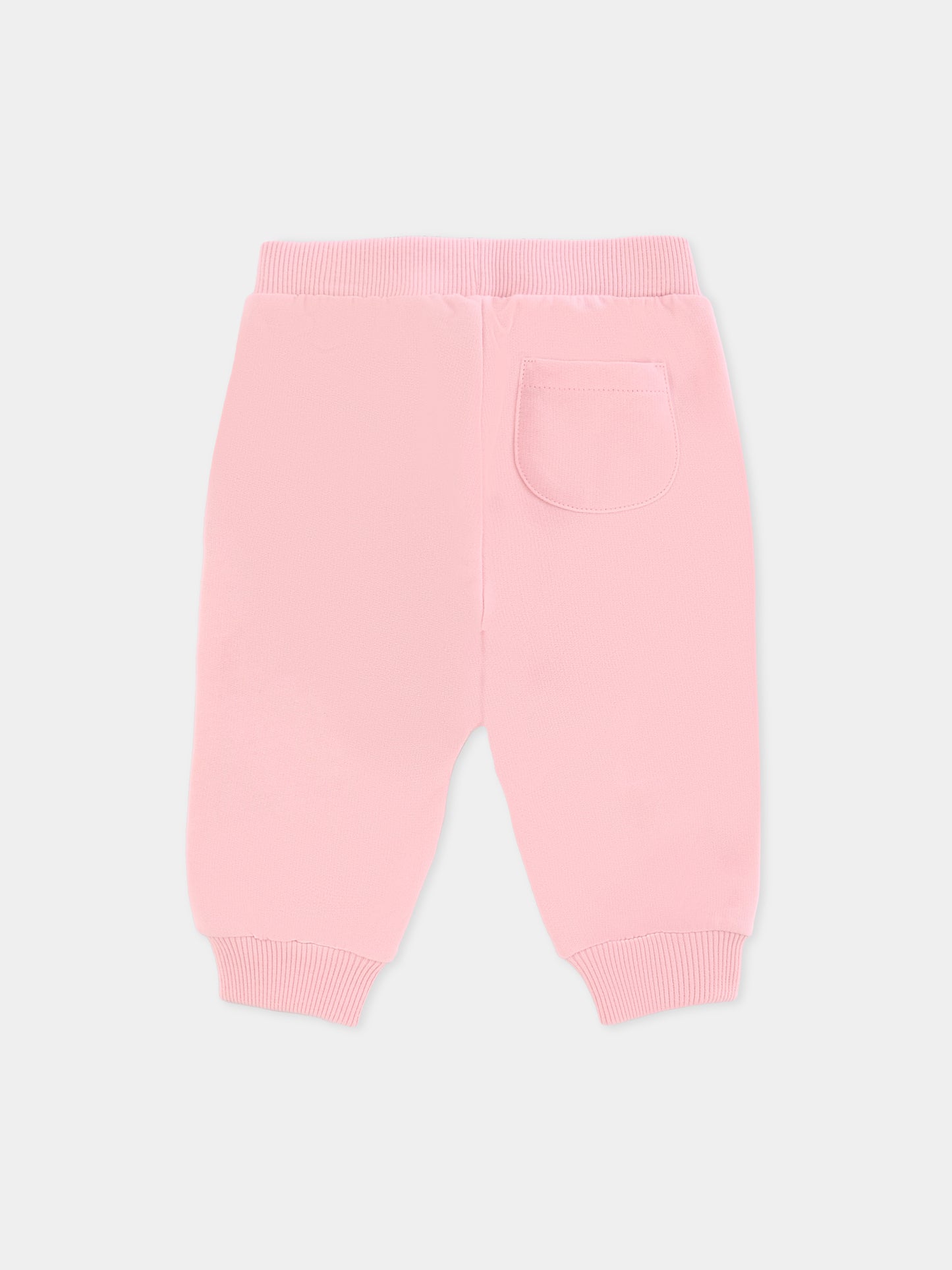 Pantaloni rosa per neonata con logo e Teddy Bear,Moschino Kids,MUP05P LCA40 50209