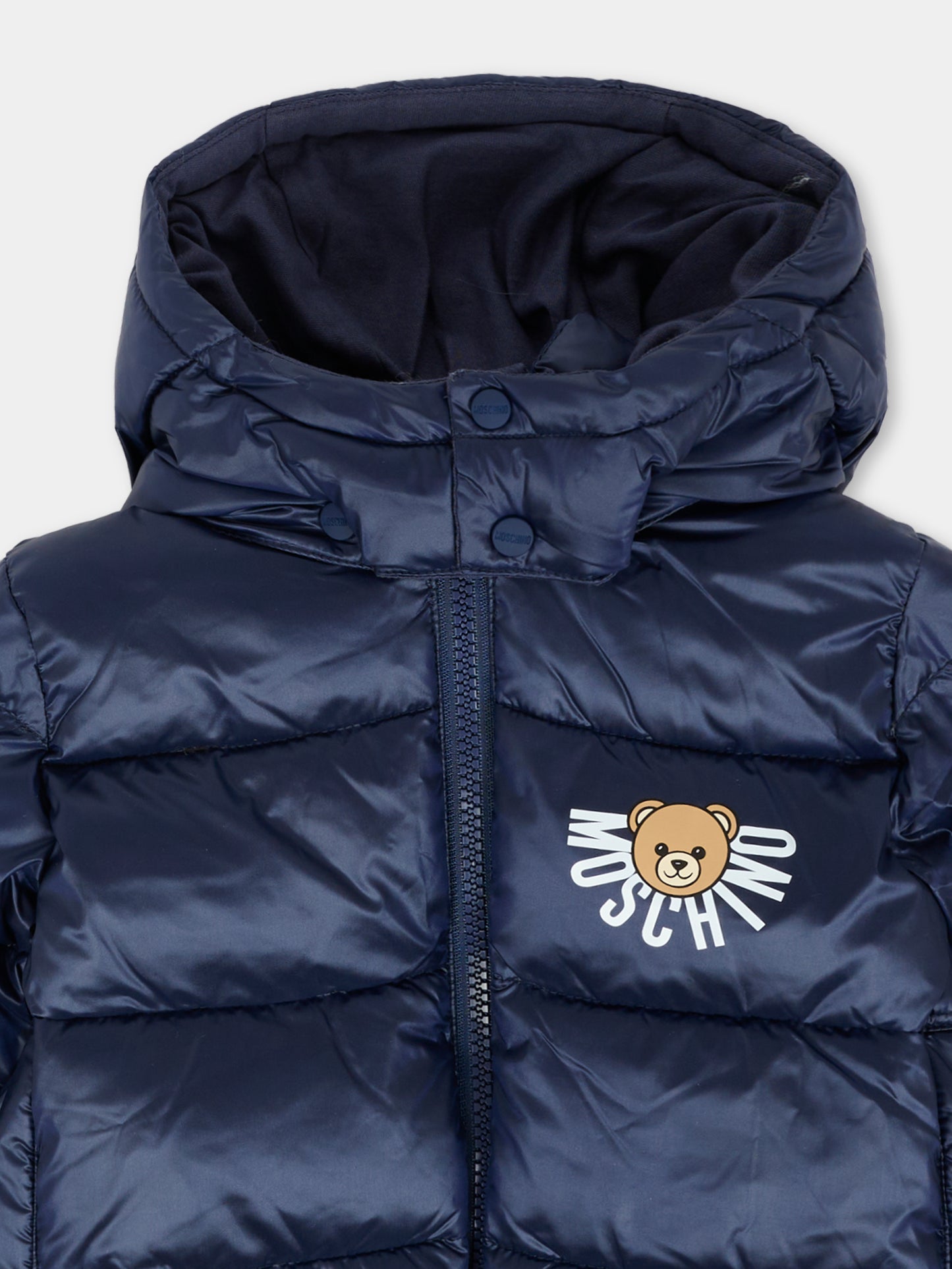 Piumino blu per neonati con Teddy Bear,Moschino Kids,MUS032 L3A32 40016