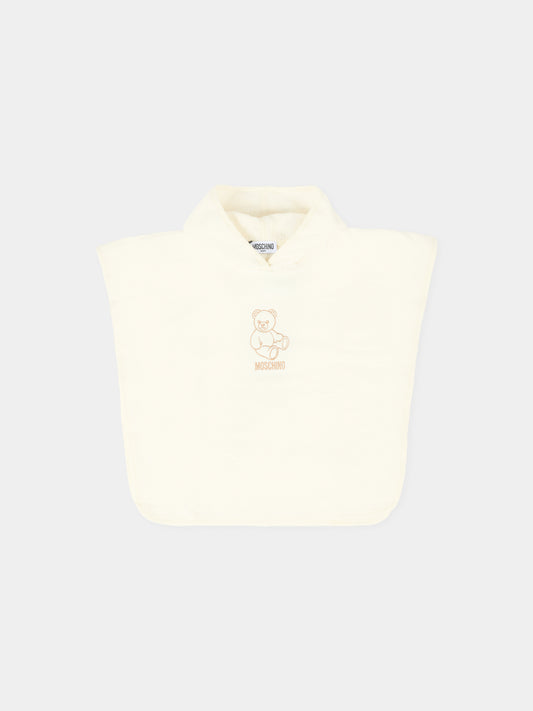 Accappatoio avorio per neonati con Teddy Bear,Moschino Kids,MUX05G LGA20 10063