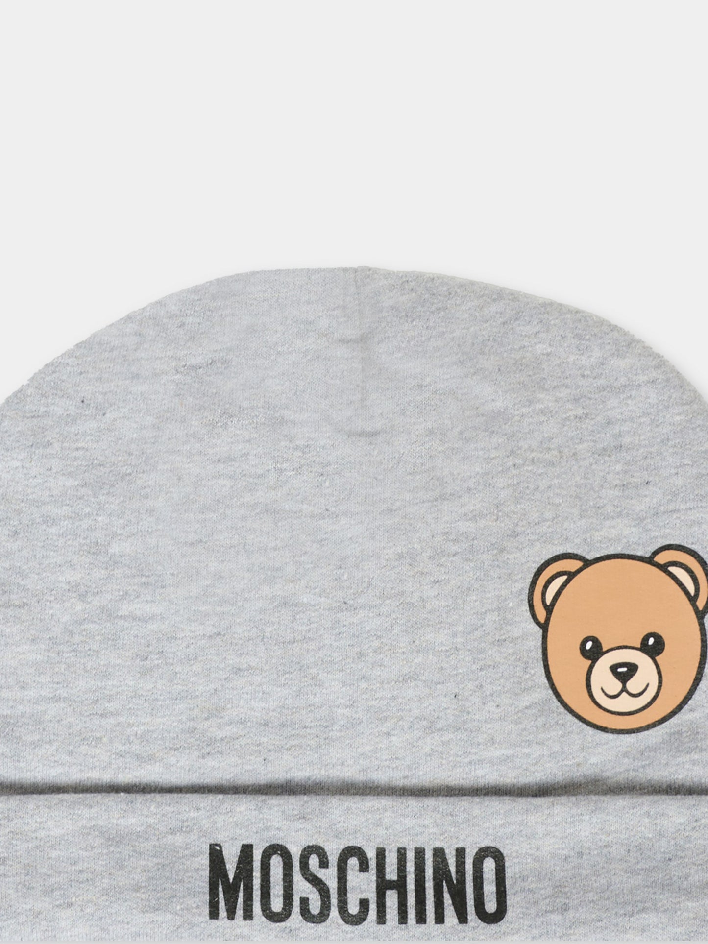Berretto grigio per neonati con Teddy Bear,Moschino Kids,MUX05L LCA40 60901