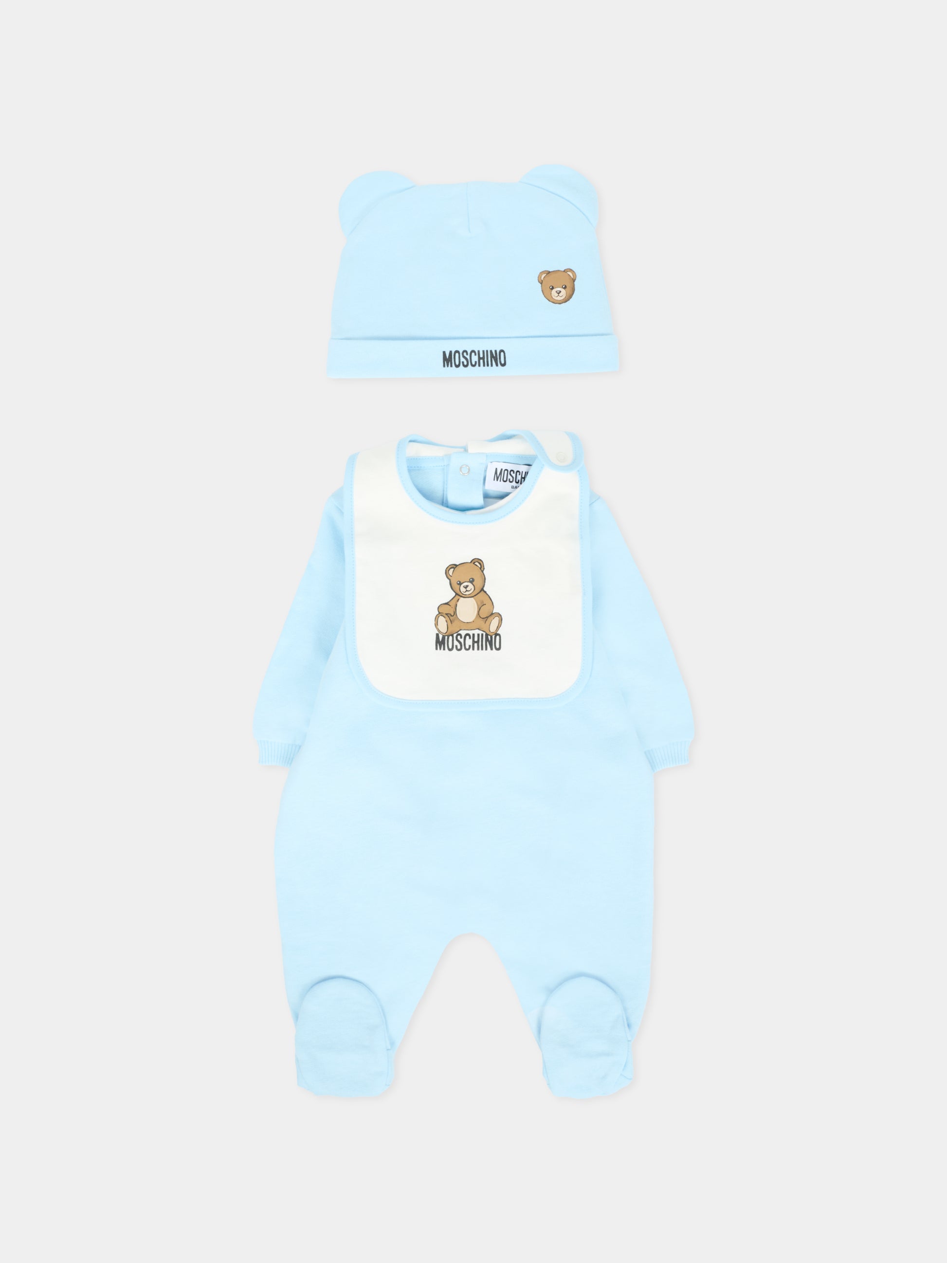 Set tutine celeste per neonato con Teddy Bear,Moschino Kids,MUY08B LCA40 40304