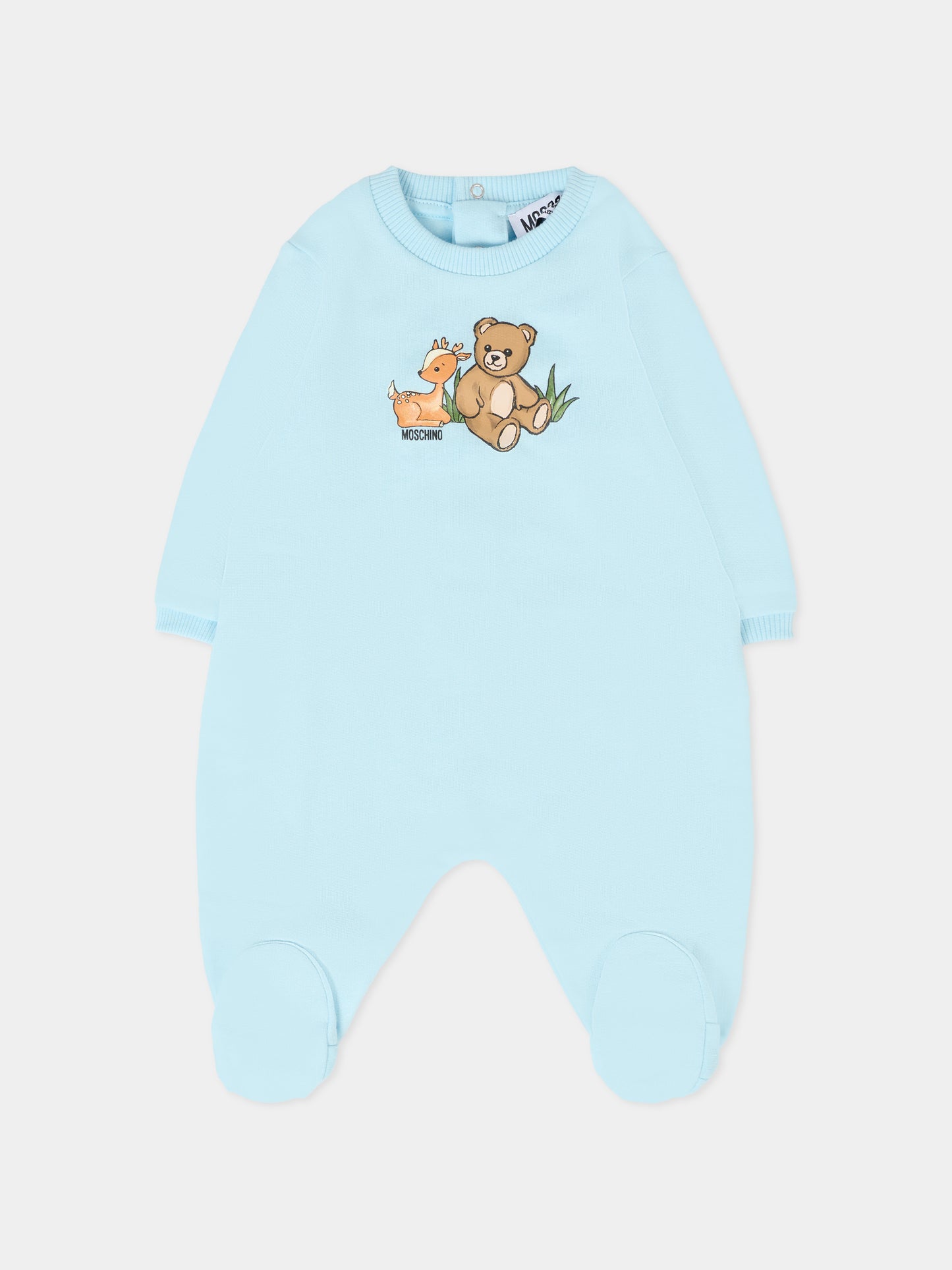 Set tutina bianco per neonato con Teddy Bear e cervo,Moschino Kids,MUY08E LAB2A 84927