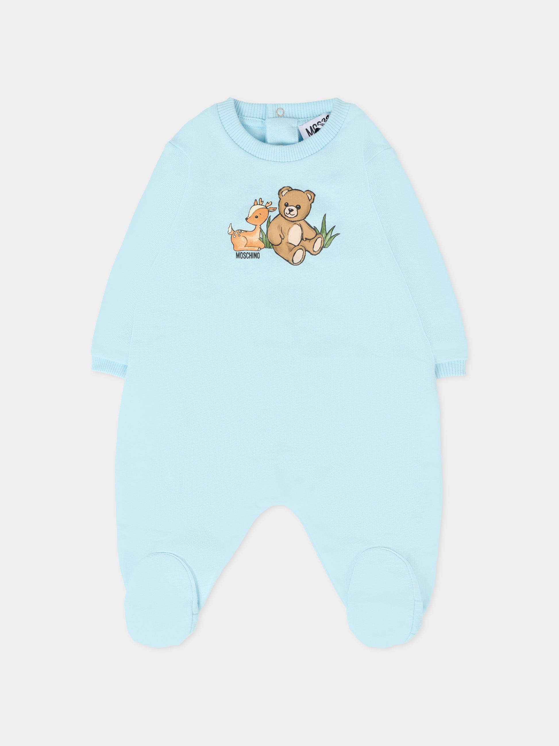 Set tutina bianco per neonato con Teddy Bear e cervo,Moschino Kids,MUY08E LAB2A 84927