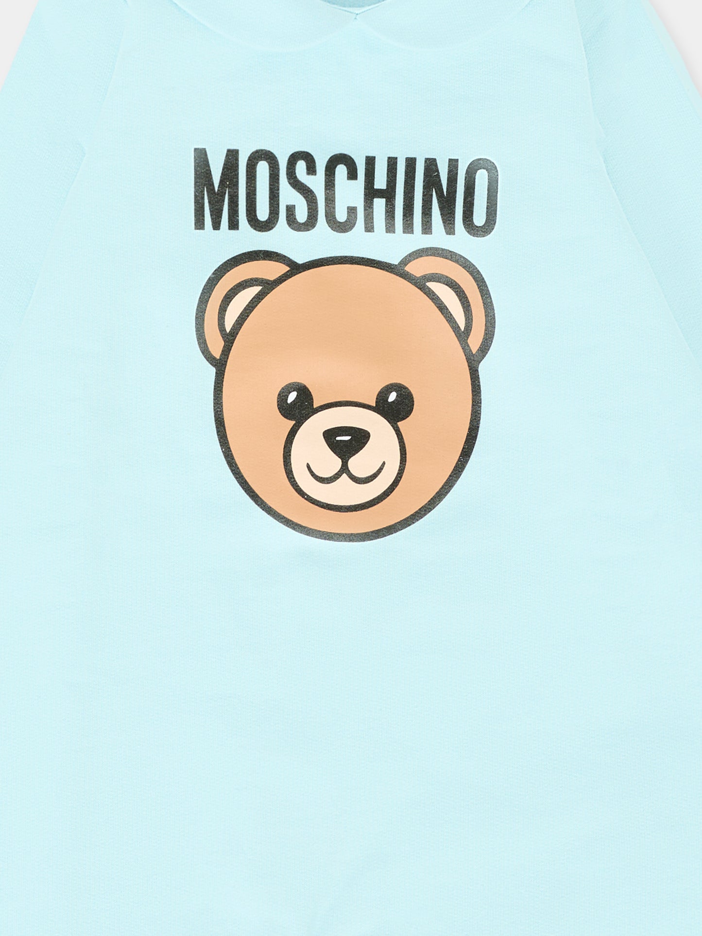 Tutina celeste per neonato con Teddy Bear e logo,Moschino Kids,MUY08J LCA40 40304