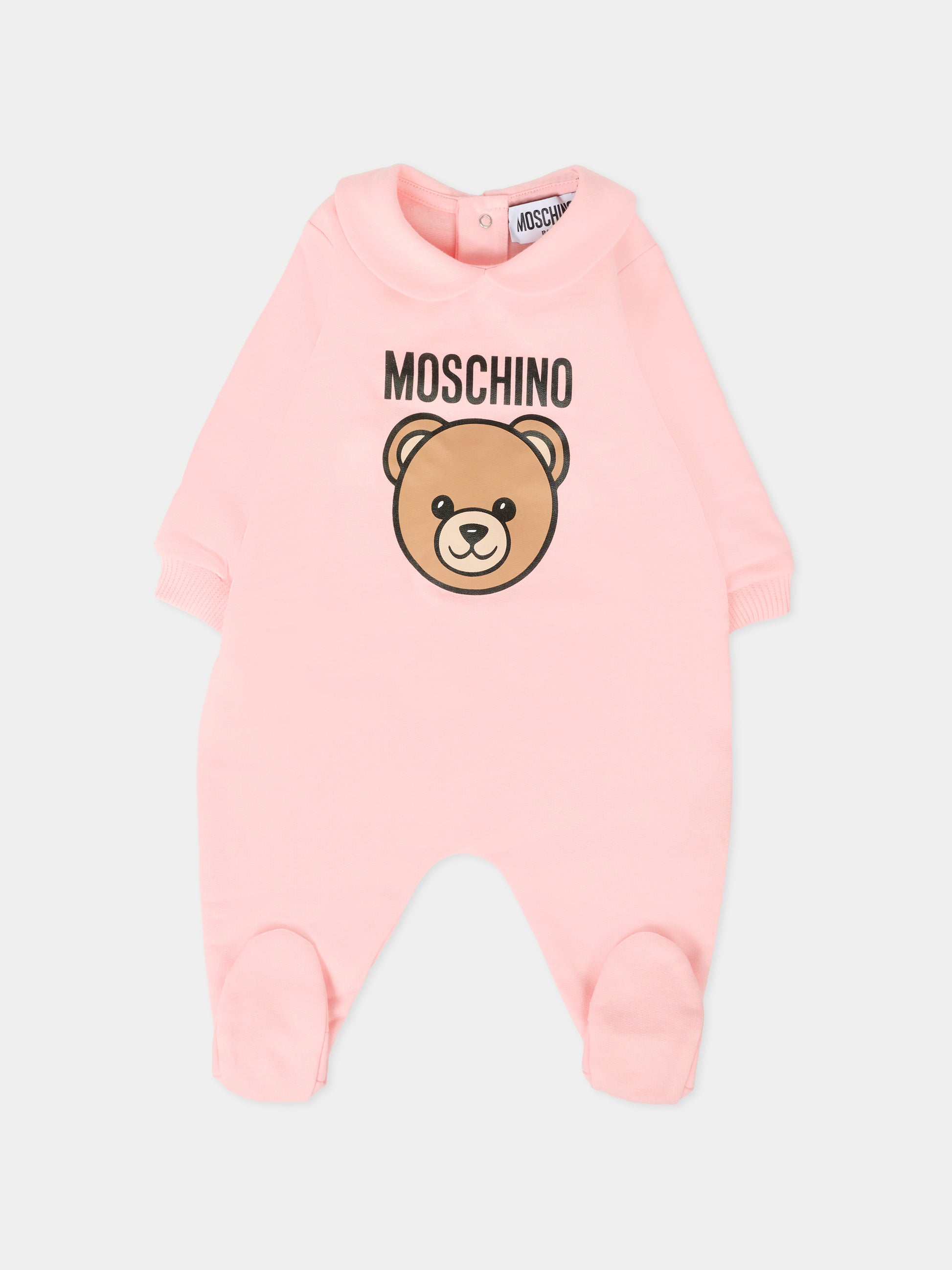 Tutina rosa per neonata con Teddy Bear e logo,Moschino Kids,MUY08J LCA40 50209
