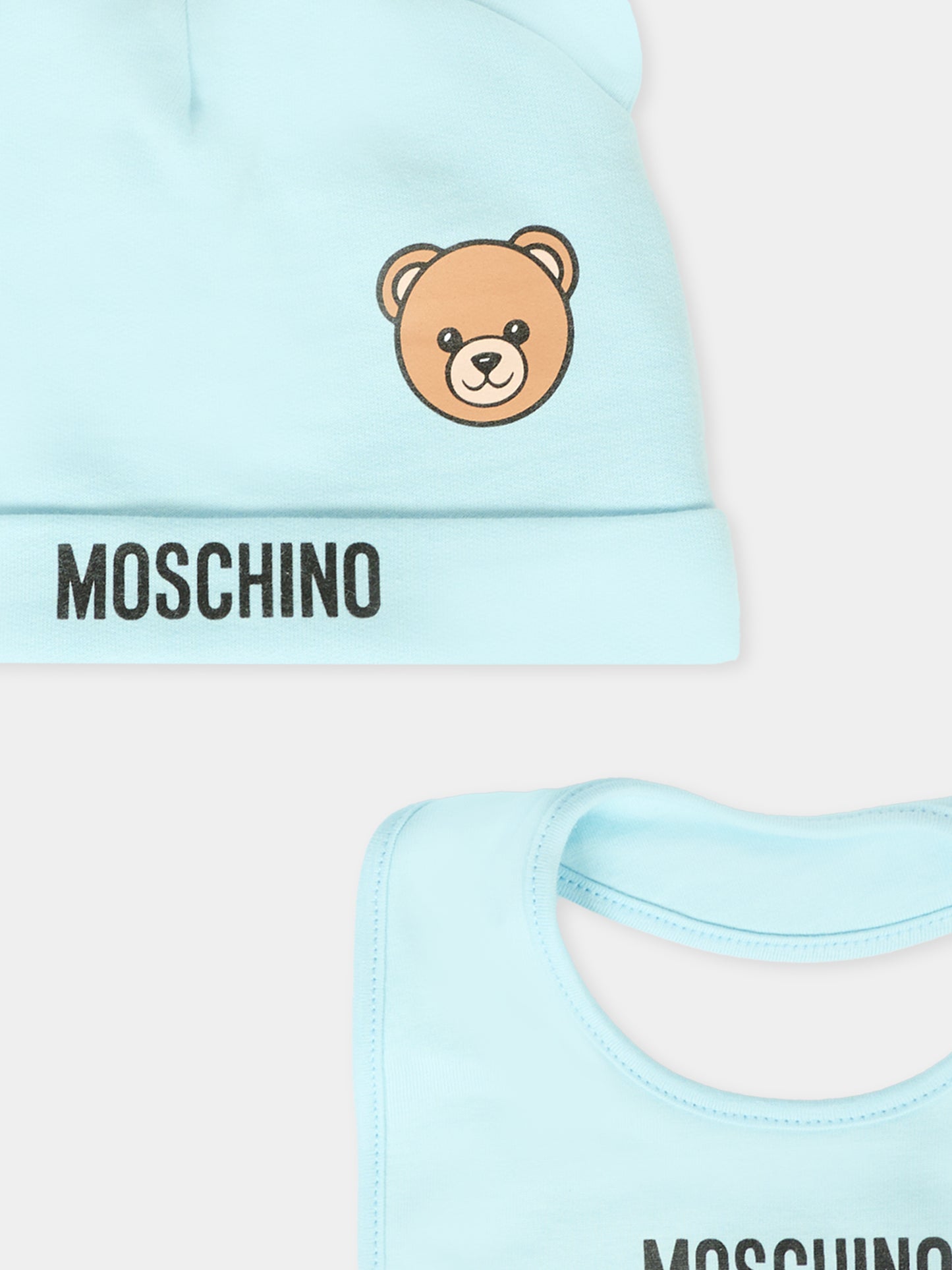 Set accessori celeste per neonato con Teddy Bear,Moschino Kids,MUY08K LCA40 40304