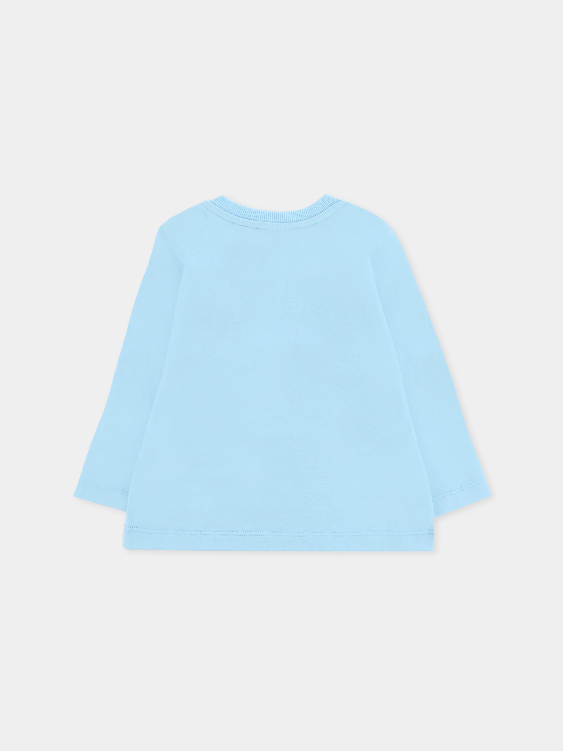 T-shirt celeste per neonato con logo e Teddy Bear,Moschino Kids,MVO00R LAA10 40304