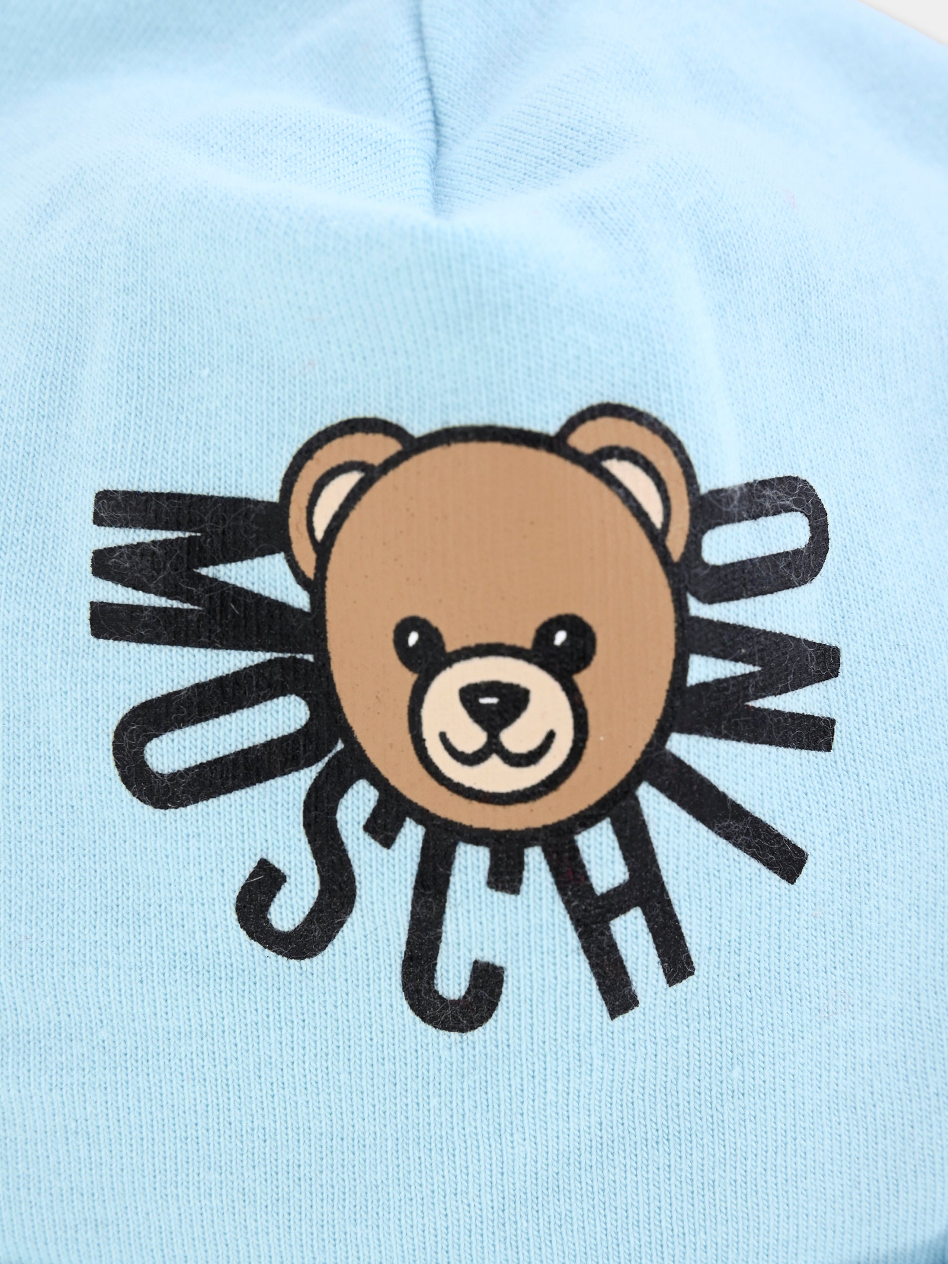 Berretto celeste per neonato con Teddy Bear,Moschino Kids,MXX031 LDA17 40304