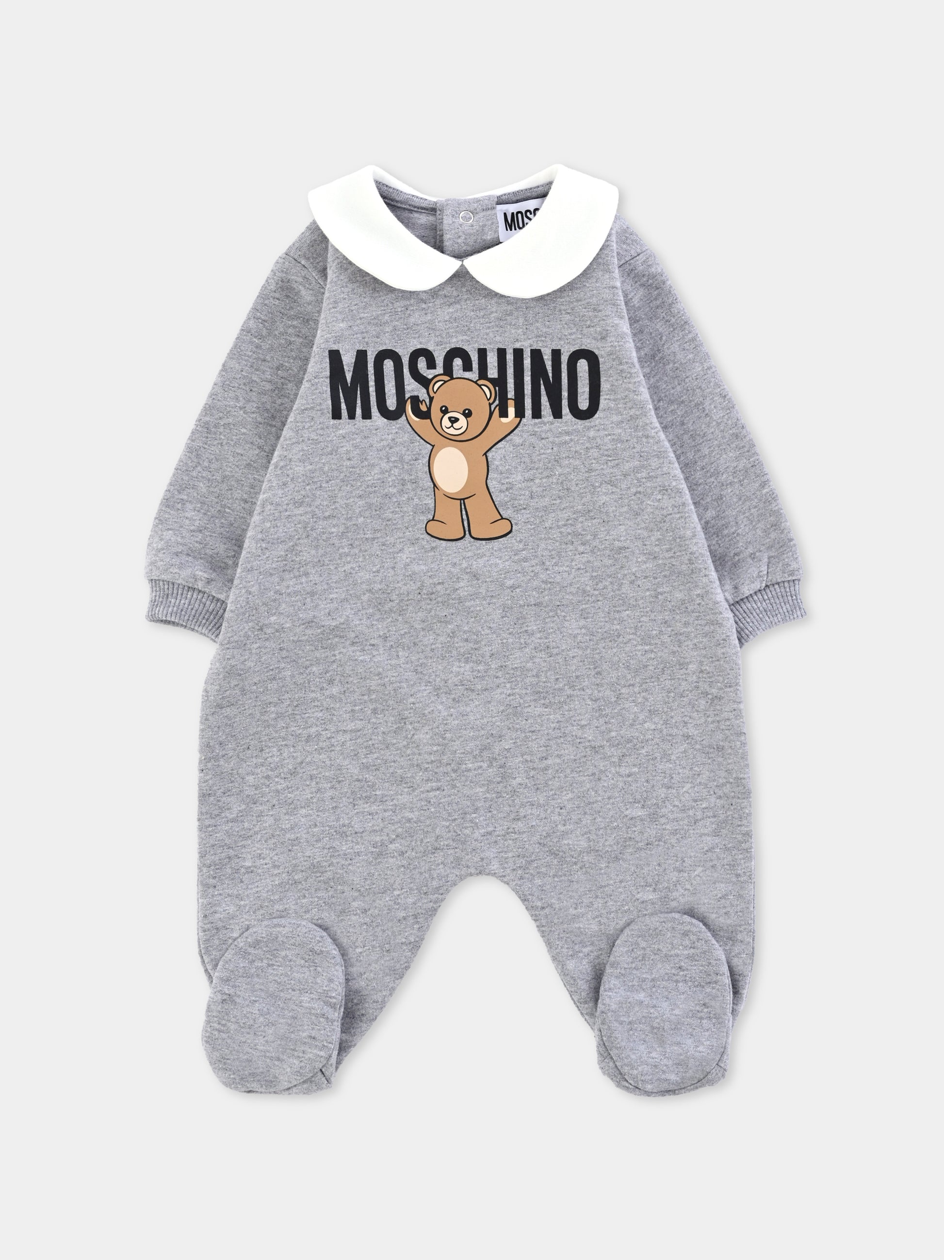Tutina grigia per neonati con Teddy Bear,Moschino Kids,MXY037 LCA40 60901