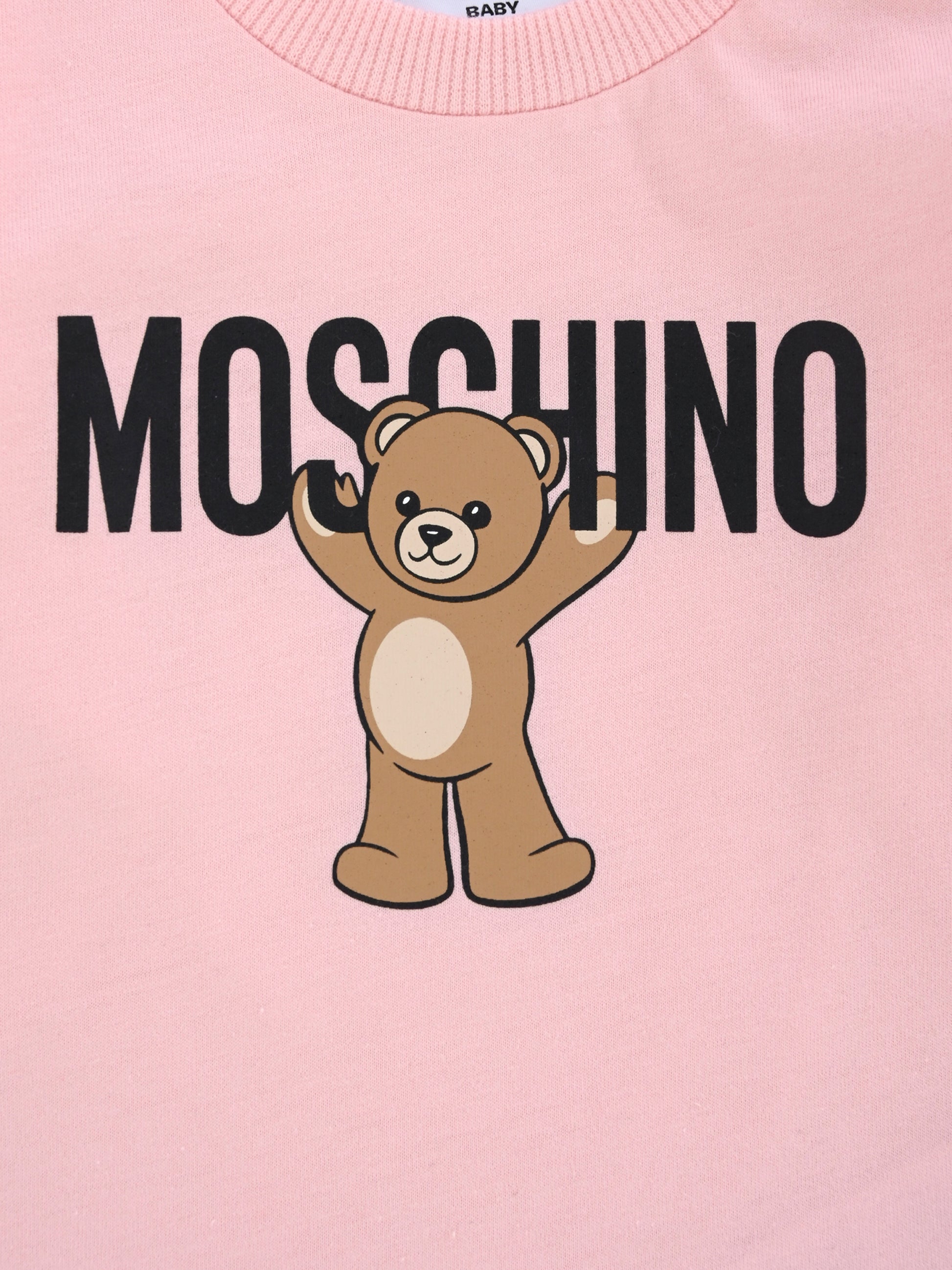 T-shirt rosa per neonata con logo e Teddy Bear,Moschino Kids,MZO00R LAA10 50209