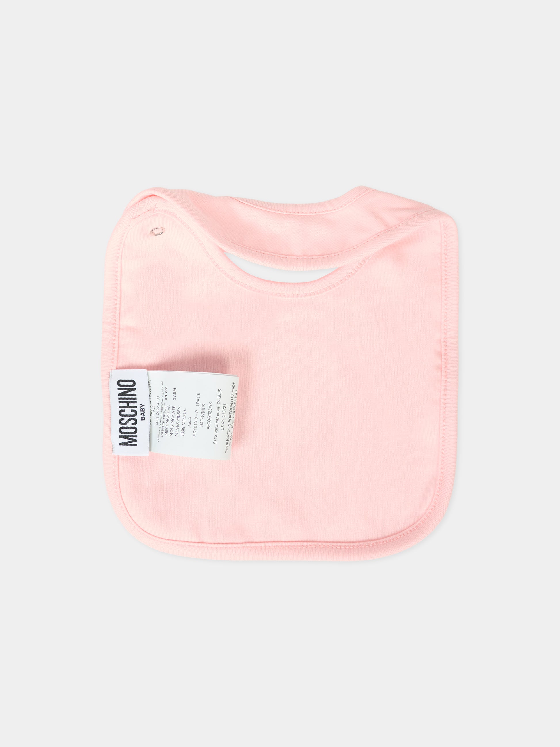 Set rosa per neonata con Teddy Bear con fiocco,Moschino Kids,MDY01A LDA16 50209