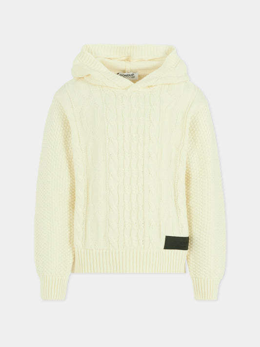 Ivory sweater for boy with patch