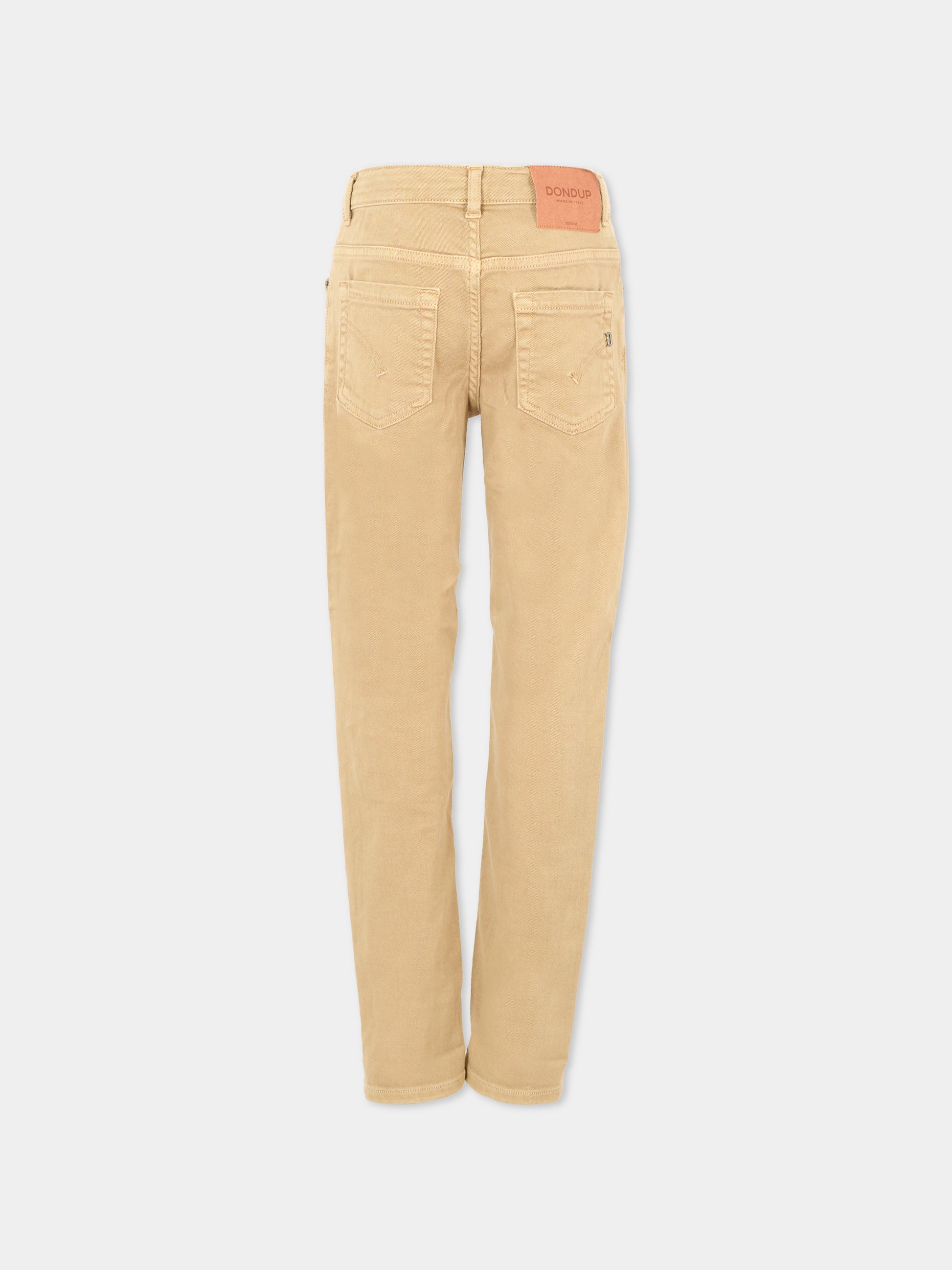 Pantaloni beige per bambino con patch logato,Dondup Kids,DMPA161 C DS039 0007