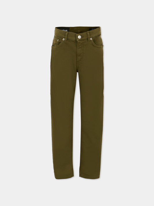 Jeans verdi per bambino con patch logato,Dondup Kids,DMPA153 C DS039 1005