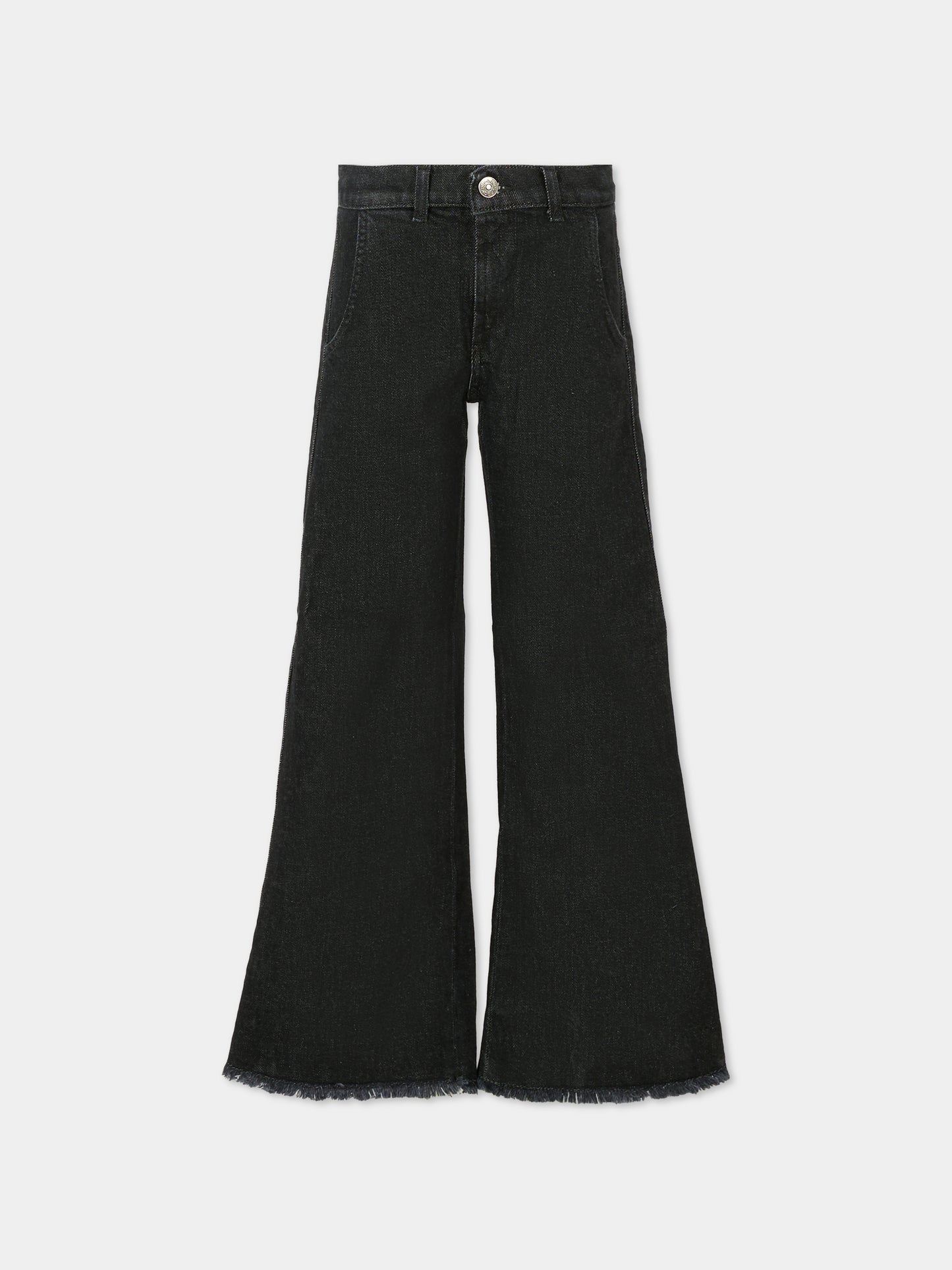 Jeans neri per bambina con patch logato,Dondup Kids,DFPA157 C DS041 N000