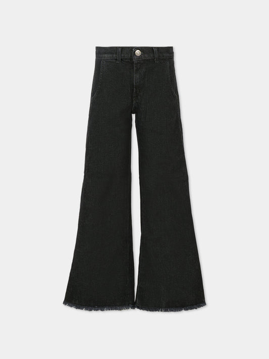 Jeans neri per bambina con patch logato,Dondup Kids,DFPA157 C DS041 N000