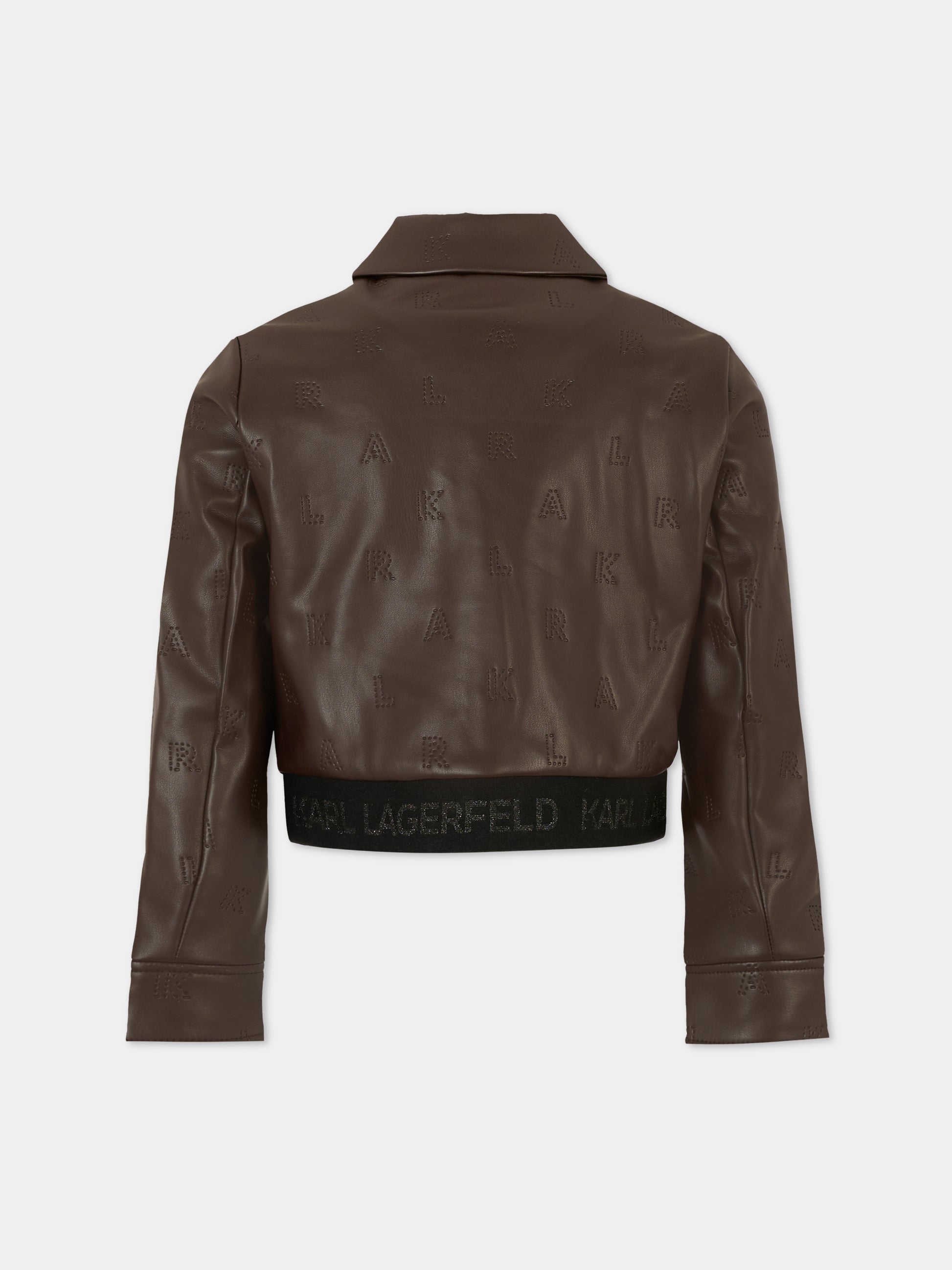 Giubbotto marrone per bambina con logo,Karl Lagerfeld Kids,Z30607 321