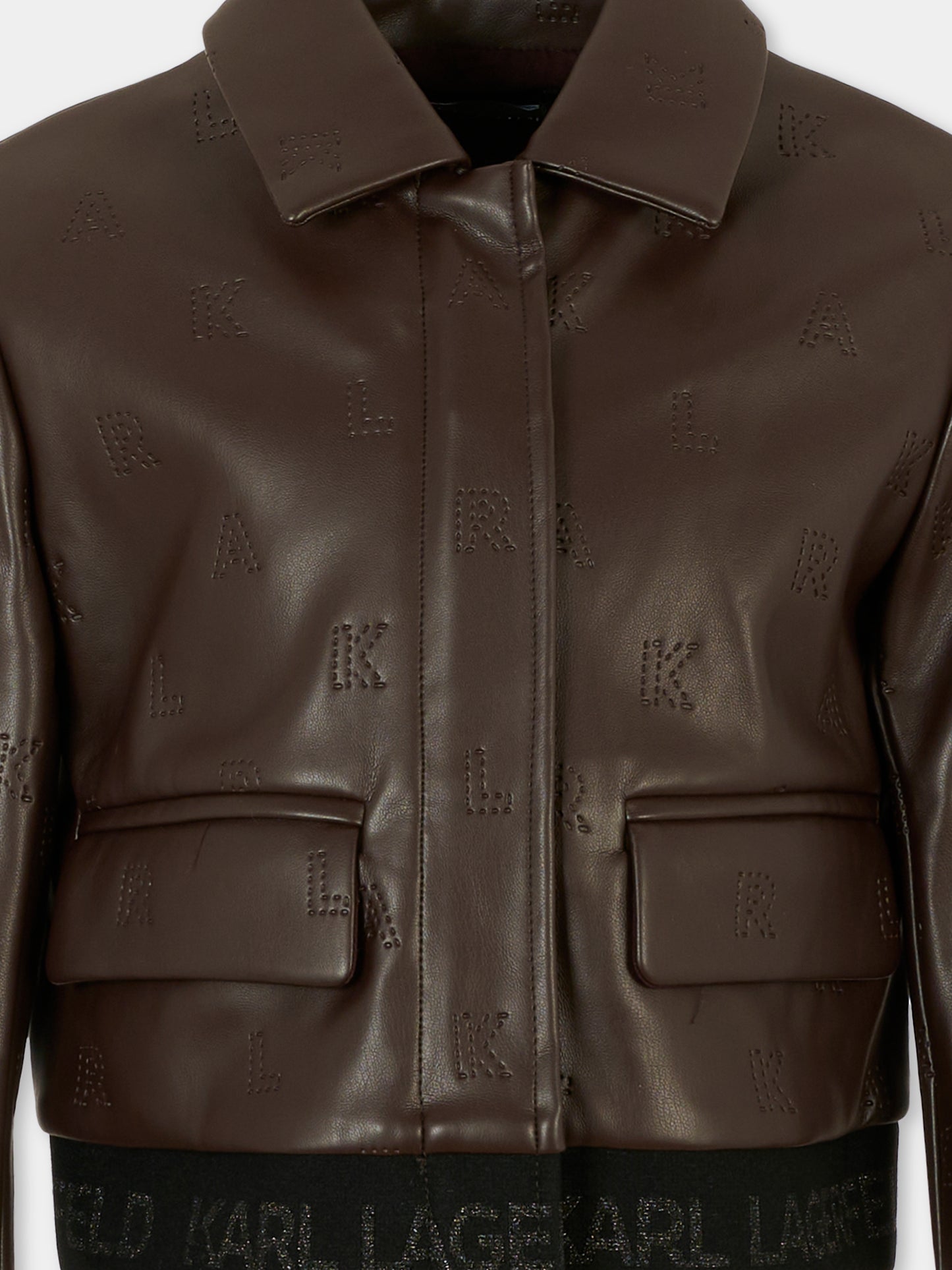 Giubbotto marrone per bambina con logo,Karl Lagerfeld Kids,Z30607 321