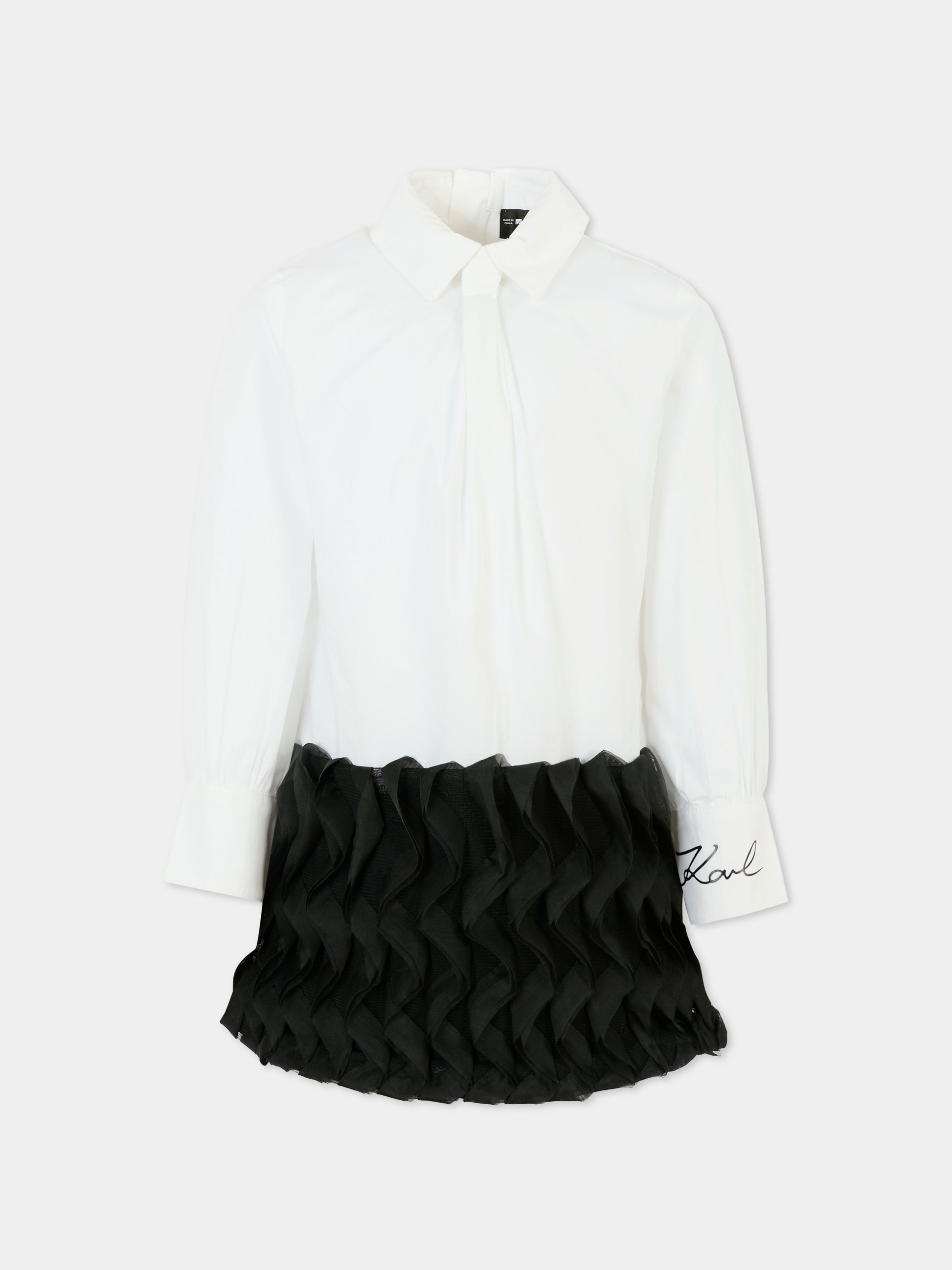 Vestito bianco per bambina con logo,Karl Lagerfeld Kids,Z30617 N50