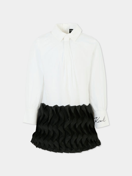 Vestito bianco per bambina con logo,Karl Lagerfeld Kids,Z30617 N50