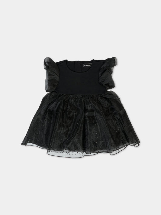 Vestito nero per neonata con strass,Karl Lagerfeld Kids,Z30652 09B