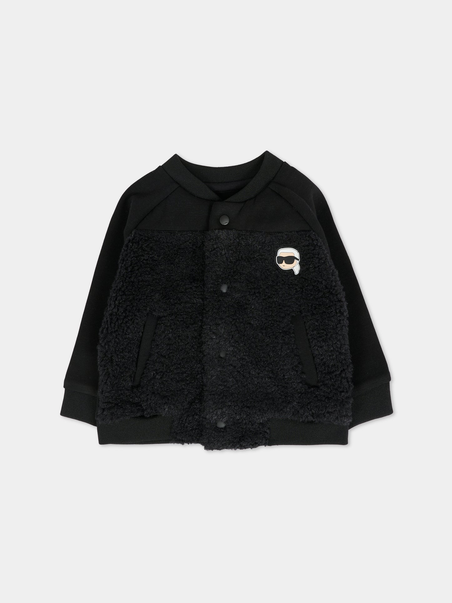 Bomber nero per neonato con logo,Karl Lagerfeld Kids,Z30665 09B