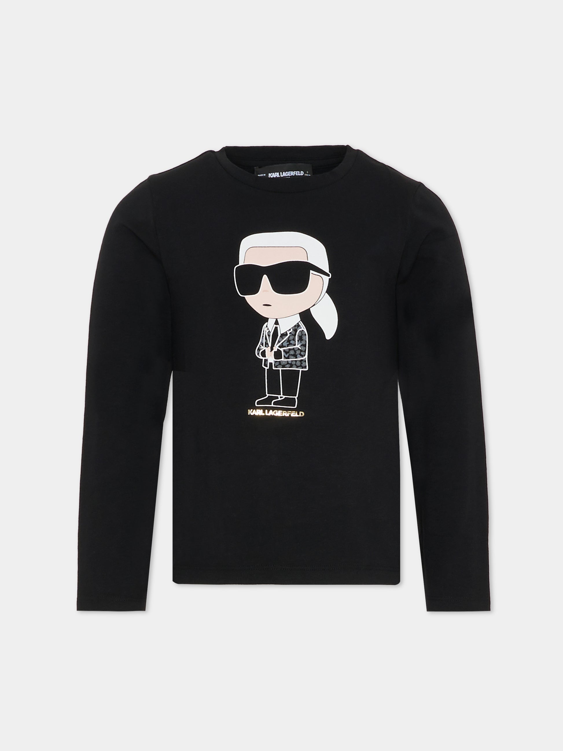T-shirt nera per bambini con Karl Lagerfeld,Karl Lagerfeld Kids,Z30938 09B