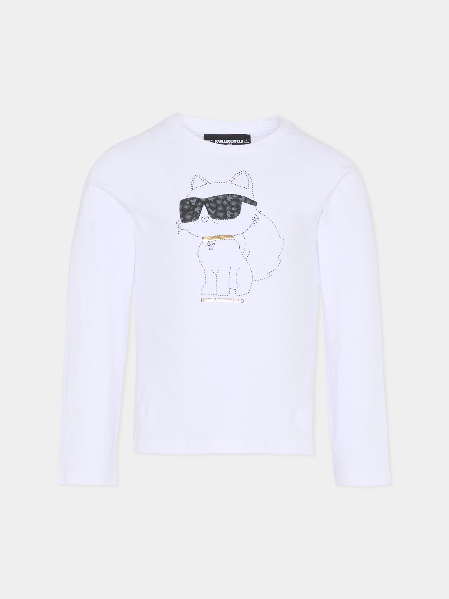 T-shirt bianca per bambina con Choupette,Karl Lagerfeld Kids,Z30938 10P